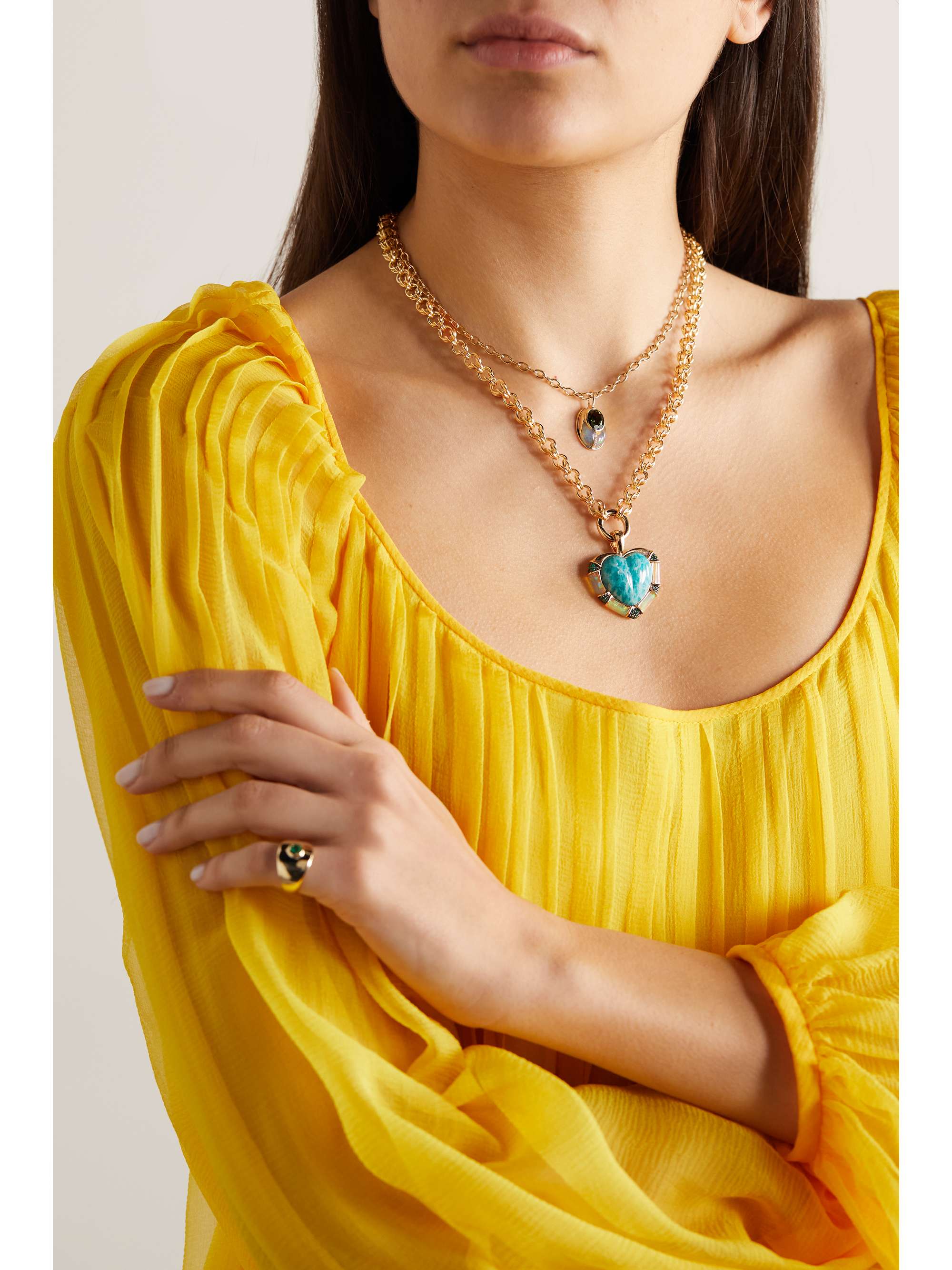 MASON AND BOOKS DNA Heart 14-karat gold multi-stone necklace