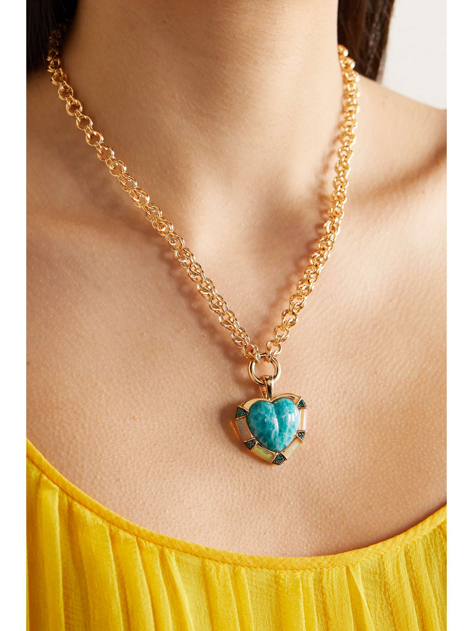 MASON AND BOOKS DNA Heart 14-karat gold multi-stone necklace