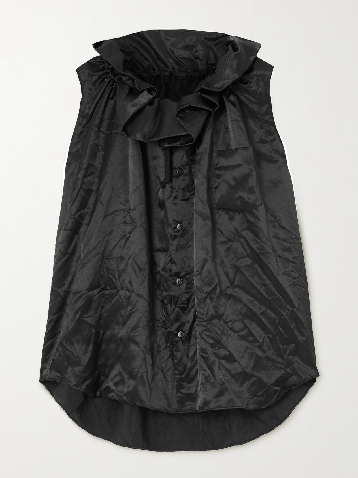 Comme des Garçons Comme des Garçons - Ruffled Crinkled-satin Blouse - Black