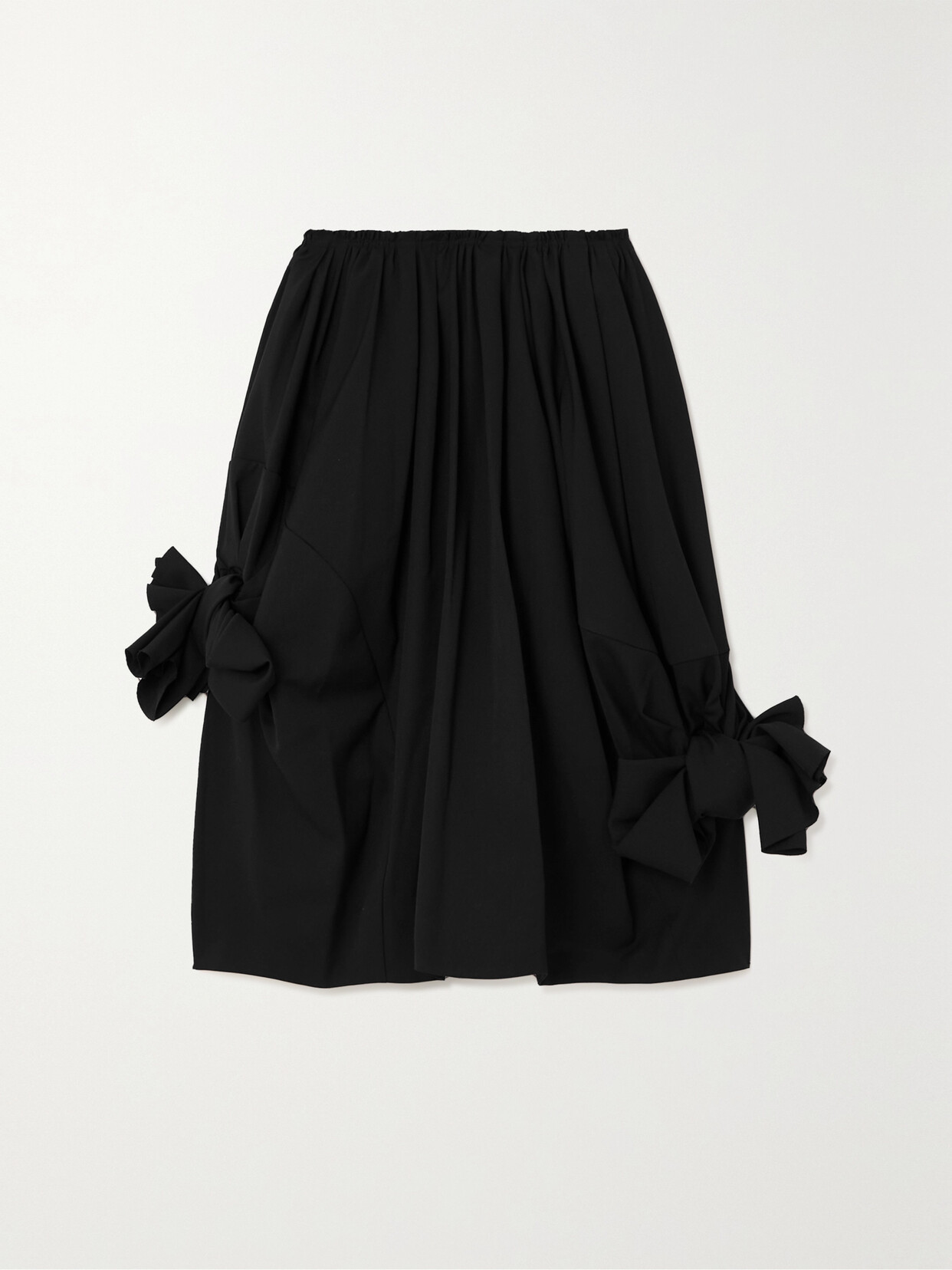 Comme des Garçons Comme des Garçons - Bow-embellished Wool-gabardine Midi Skirt - Black