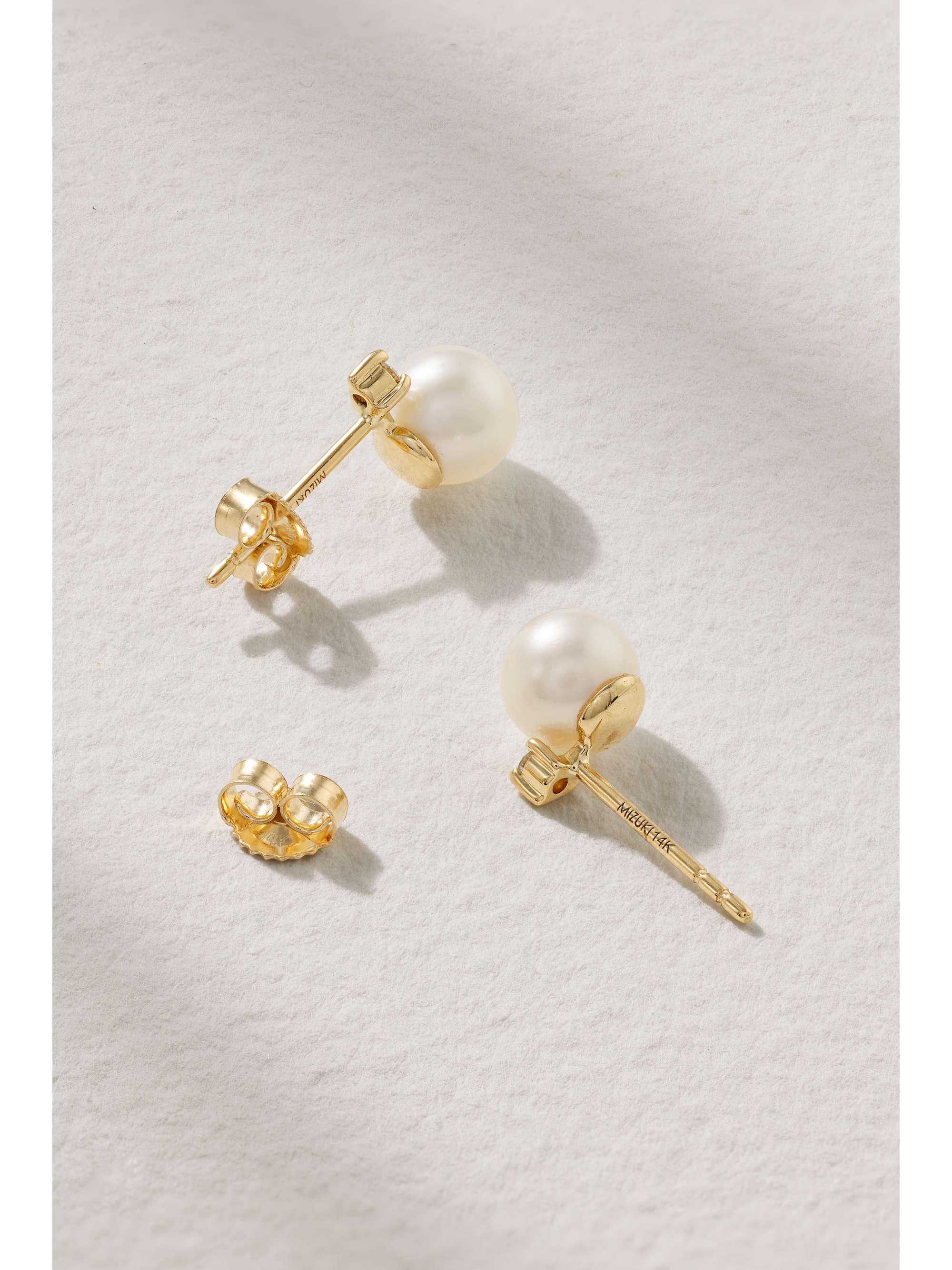 MIZUKI Sea of Beauty 14-karat gold, pearl and diamond earrings