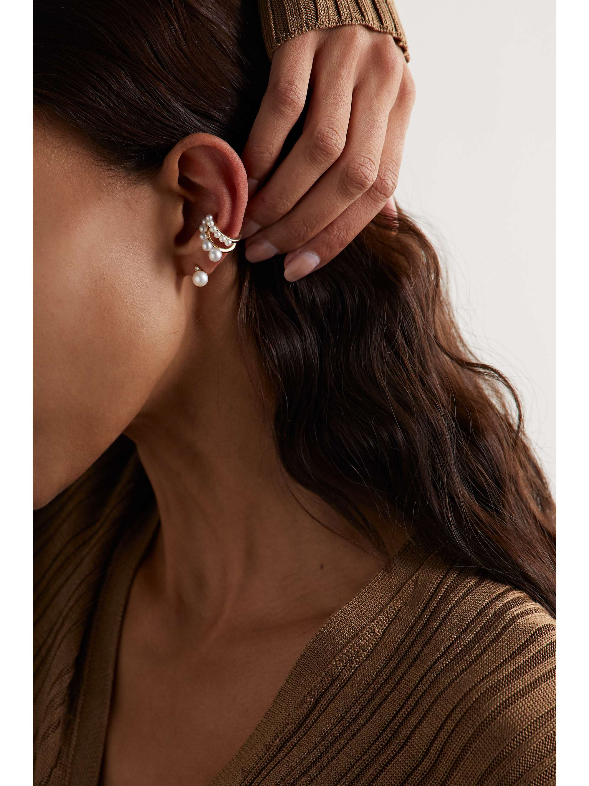 MIZUKI Sea of Beauty 14-karat gold, pearl and diamond earrings