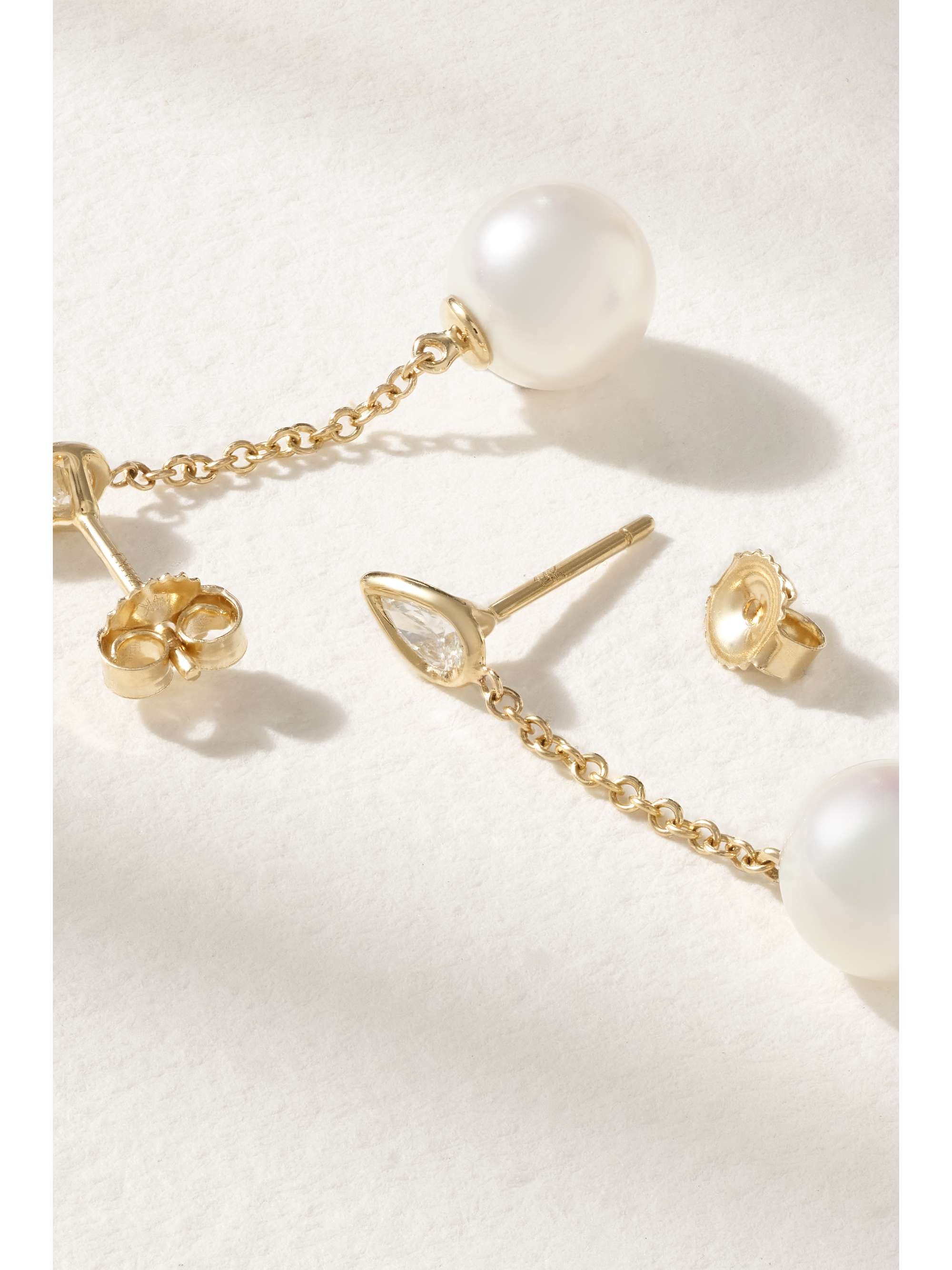 MIZUKI 14-karat gold, pearl and diamond earrings