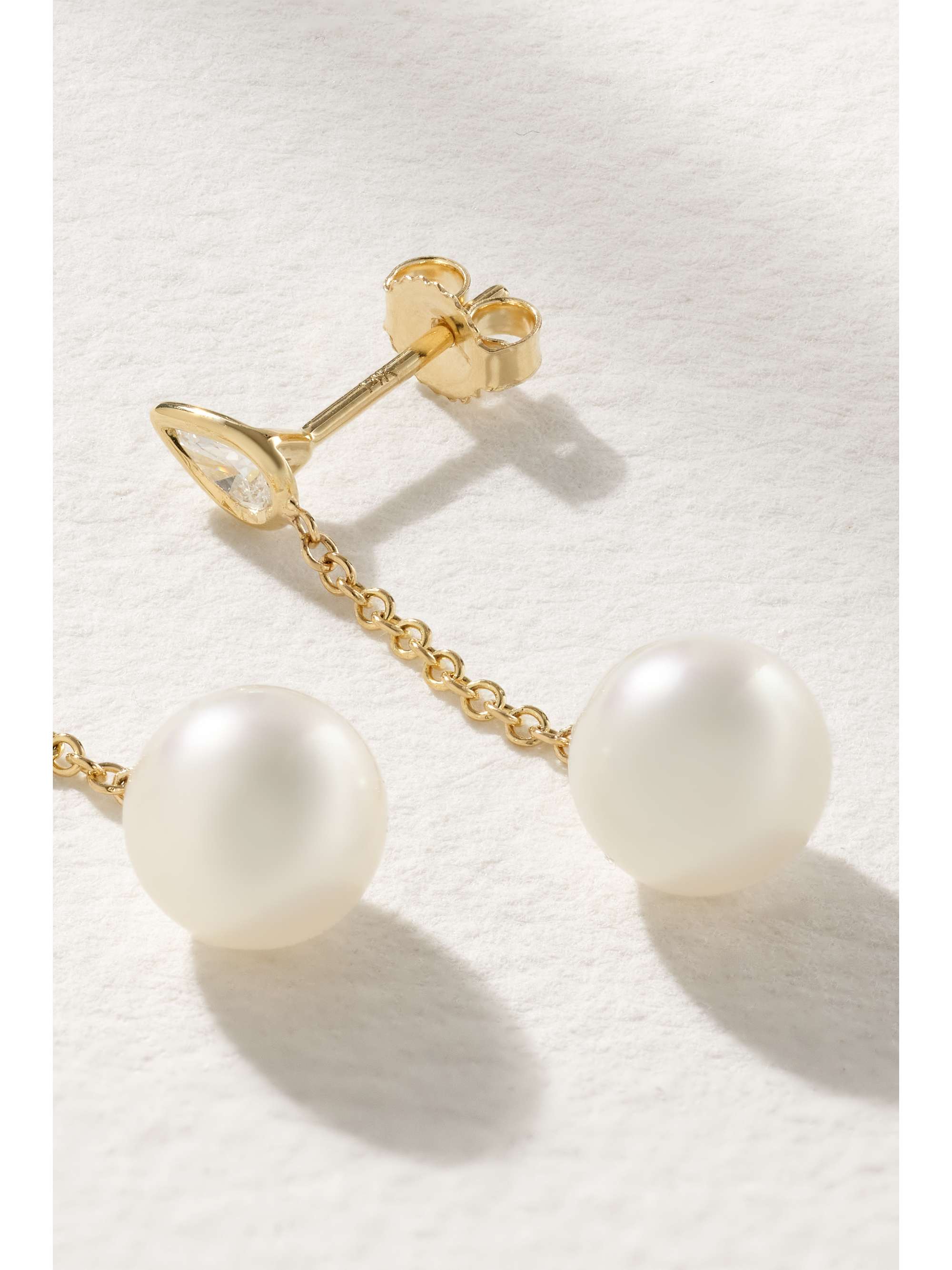 MIZUKI 14-karat gold, pearl and diamond earrings
