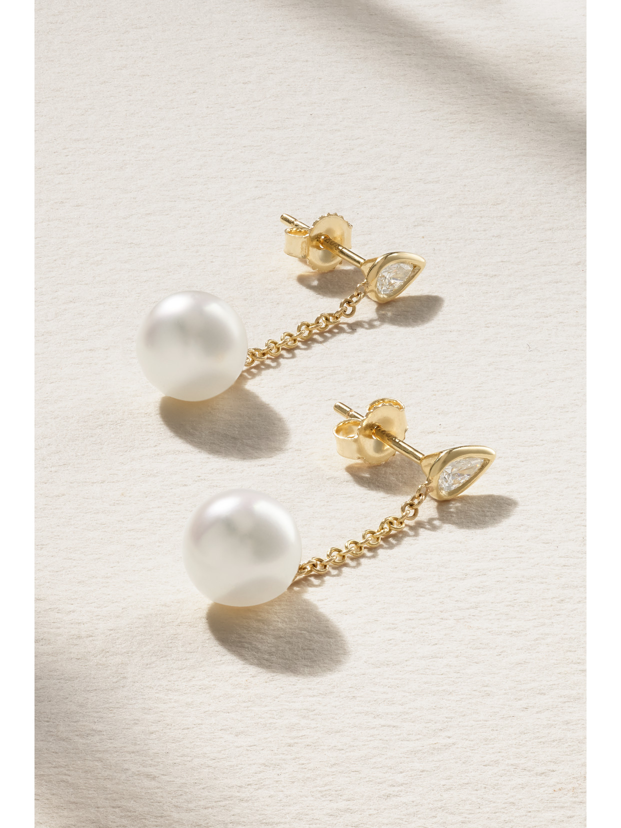 Mizuki 14-karat Gold, Pearl And Diamond Earrings