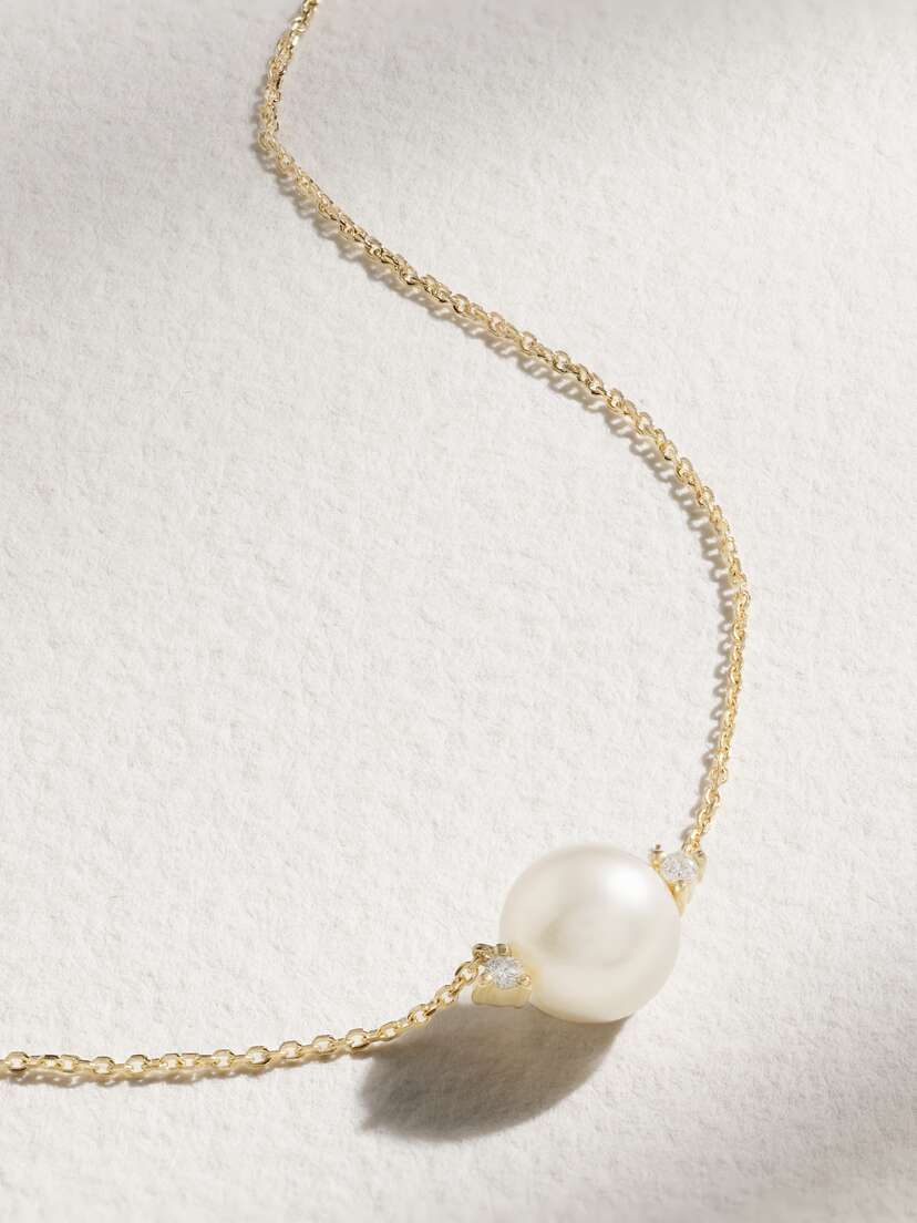Mizuki 14-karat Gold, Pearl And Diamond Necklace