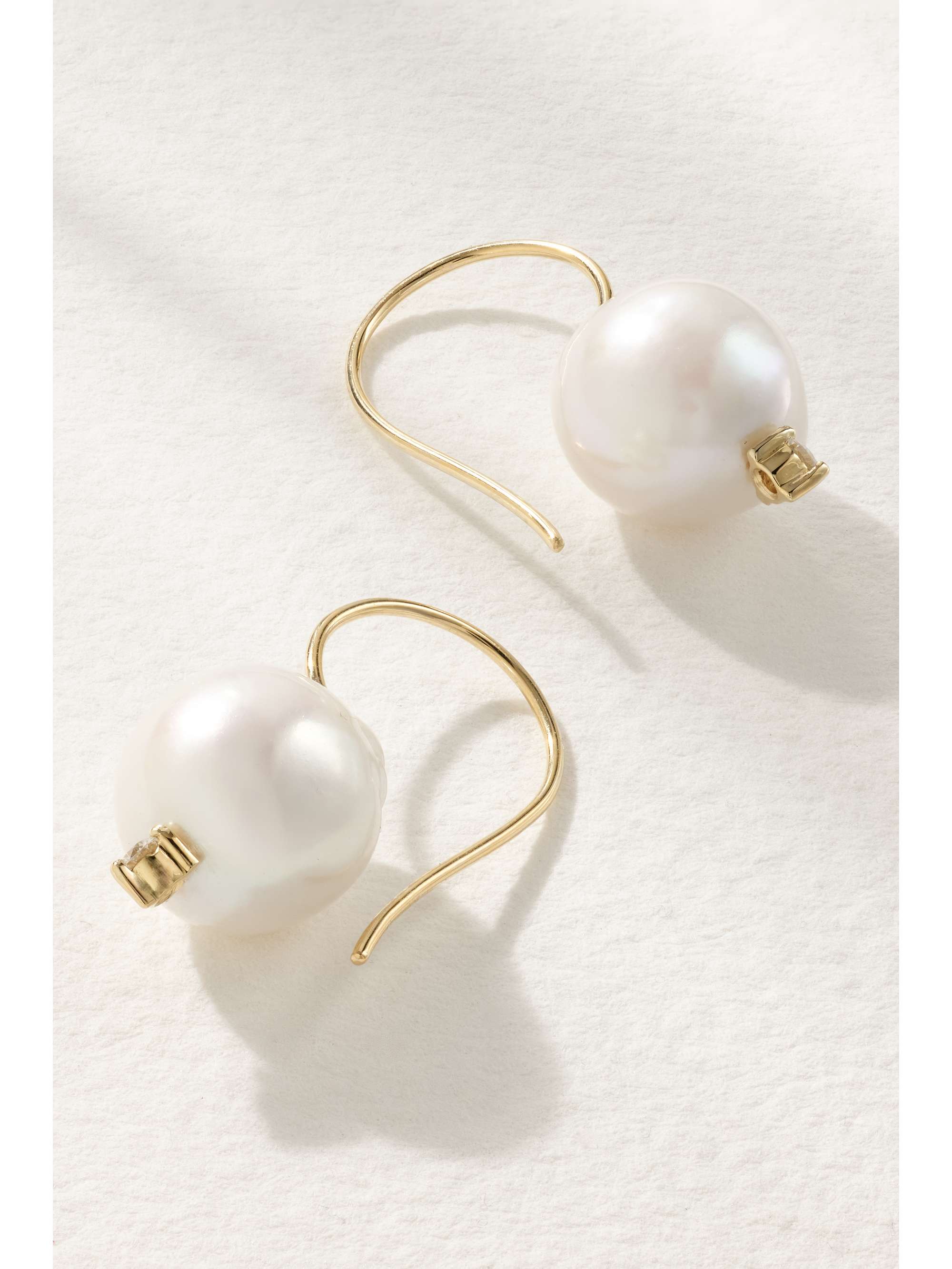 MIZUKI 14-karat gold, pearl and diamond earrings