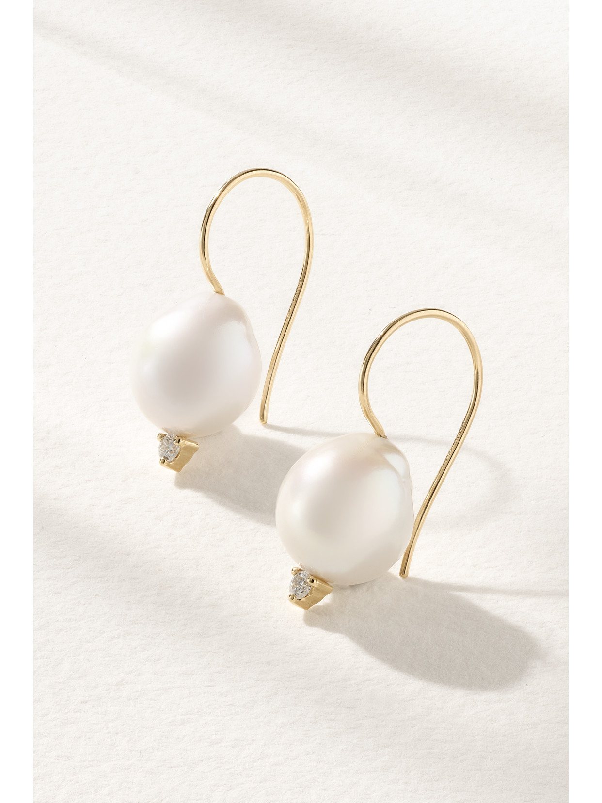 Shop Mizuki 14-karat Gold, Pearl And Diamond Earrings