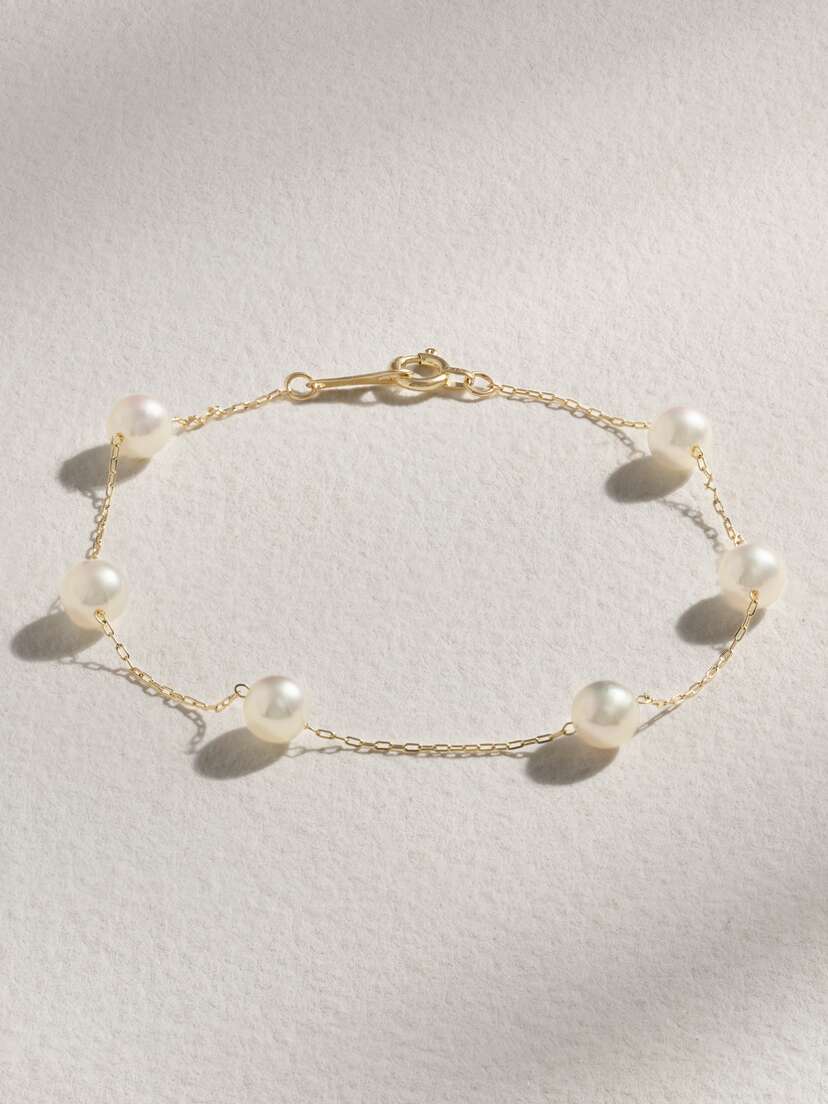 Mizuki 14-karat Gold Pearl Bracelet
