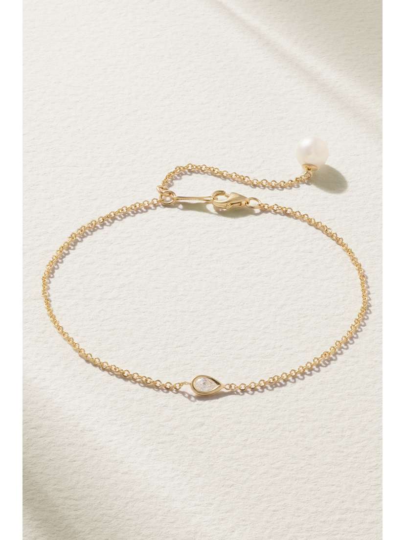 Mizuki 14-karat Gold, Pearl And Diamond Bracelet