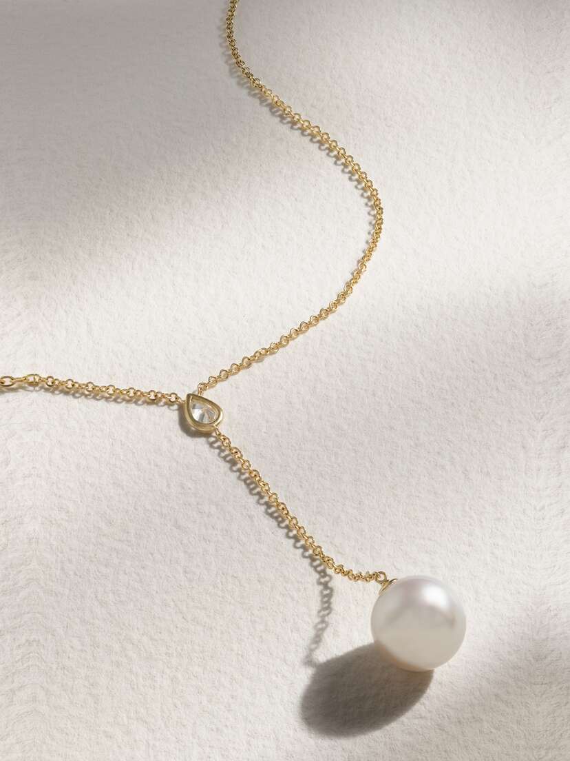 Mizuki 14-karat Gold, Pearl And Diamond Necklace