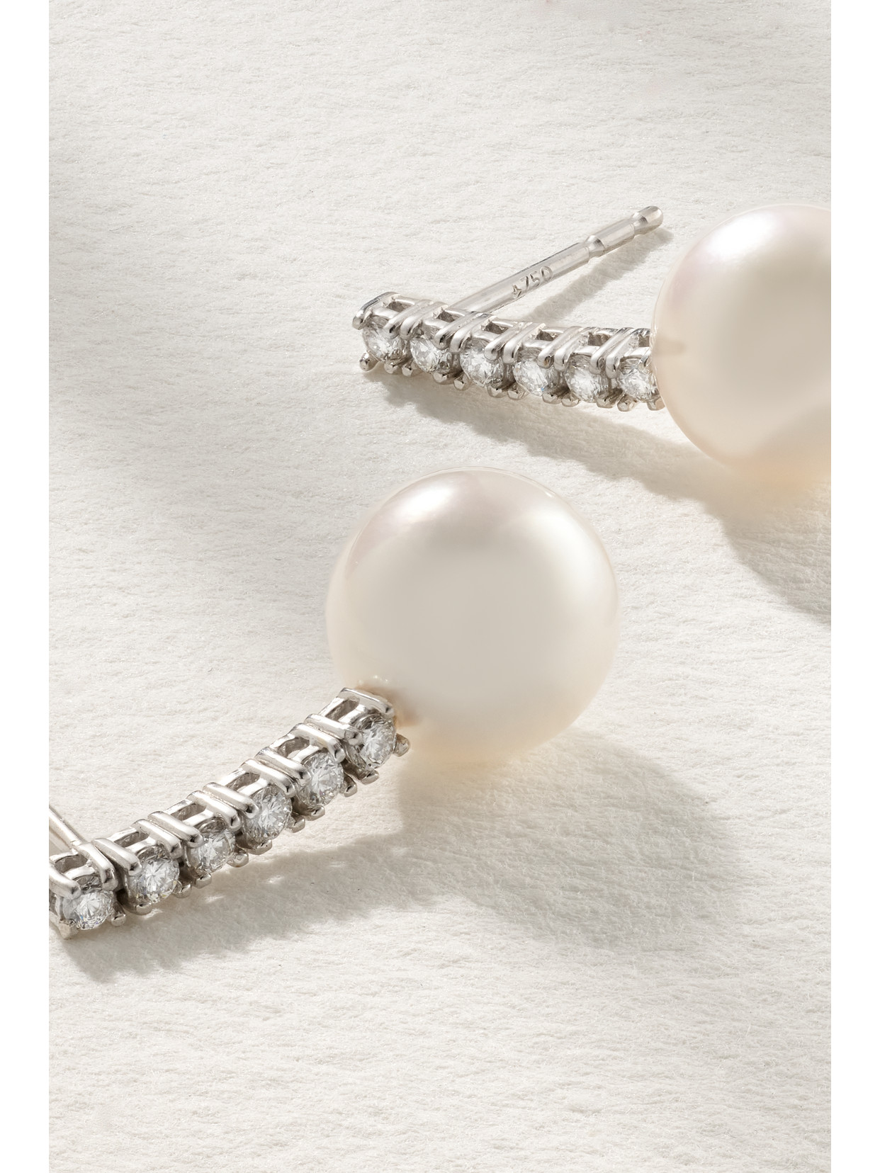 Mizuki 18-karat White Gold, Pearl And Diamond Earrings In Gold