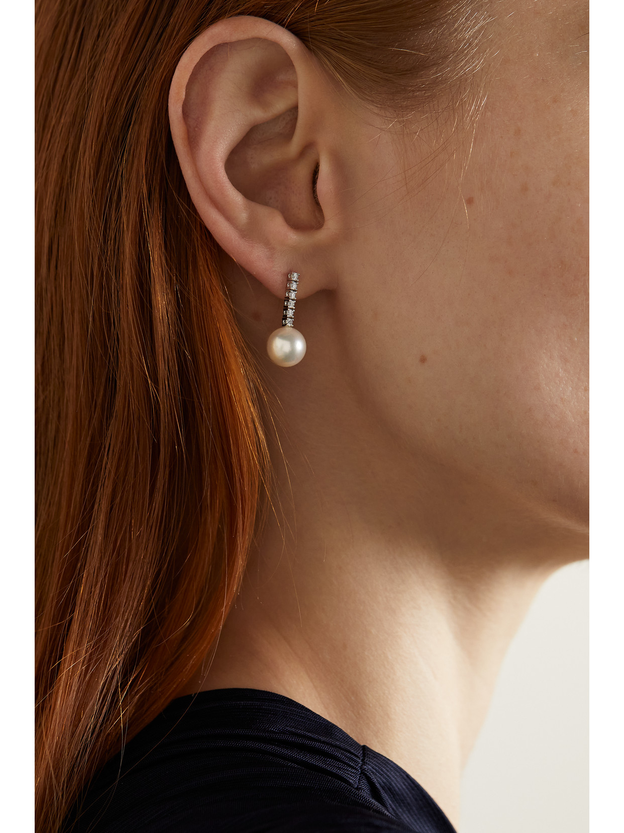 Mizuki 18-karat White Gold, Pearl And Diamond Earrings In Gold