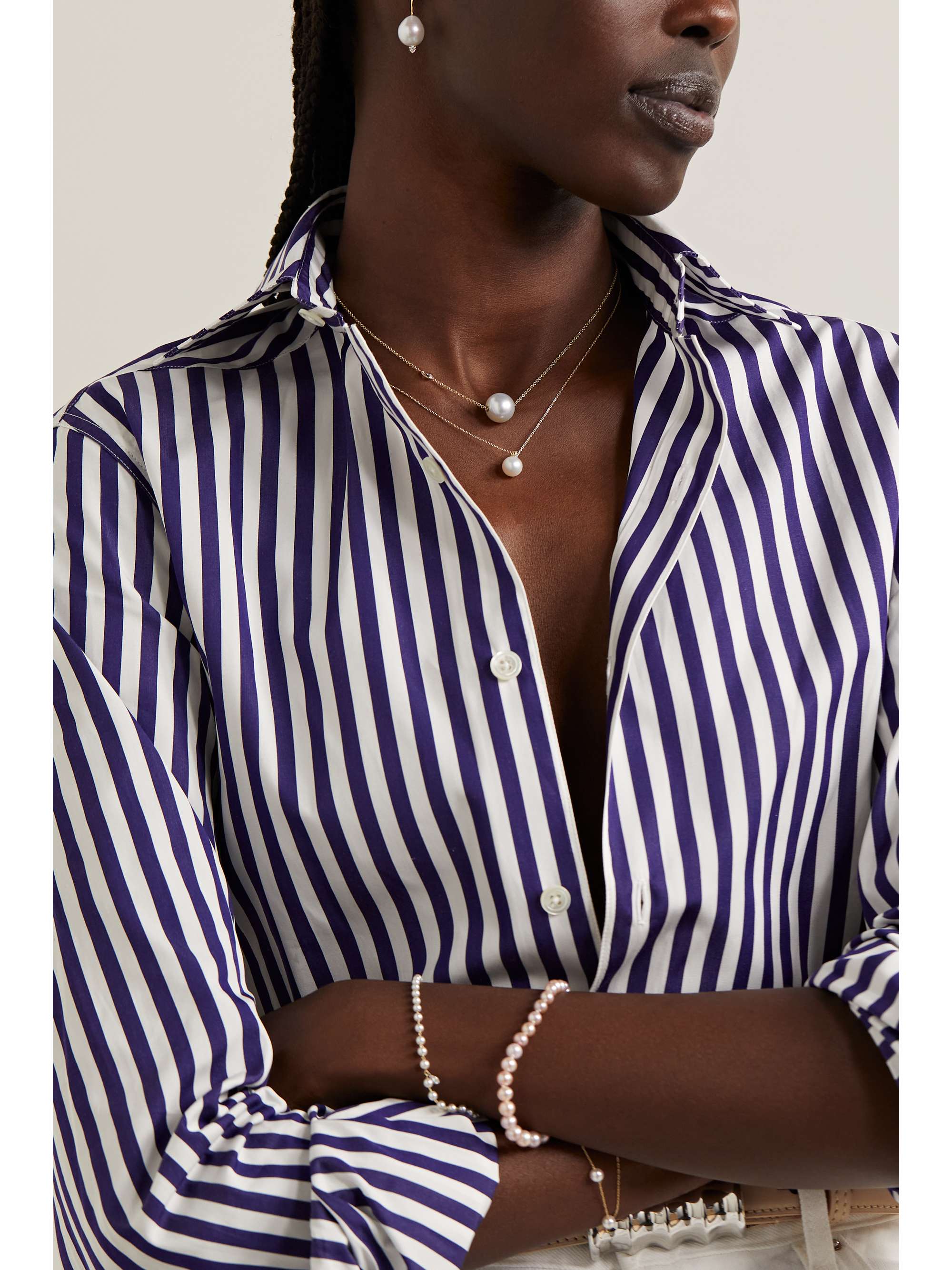 MIZUKI 14-karat gold, pearl and diamond necklace