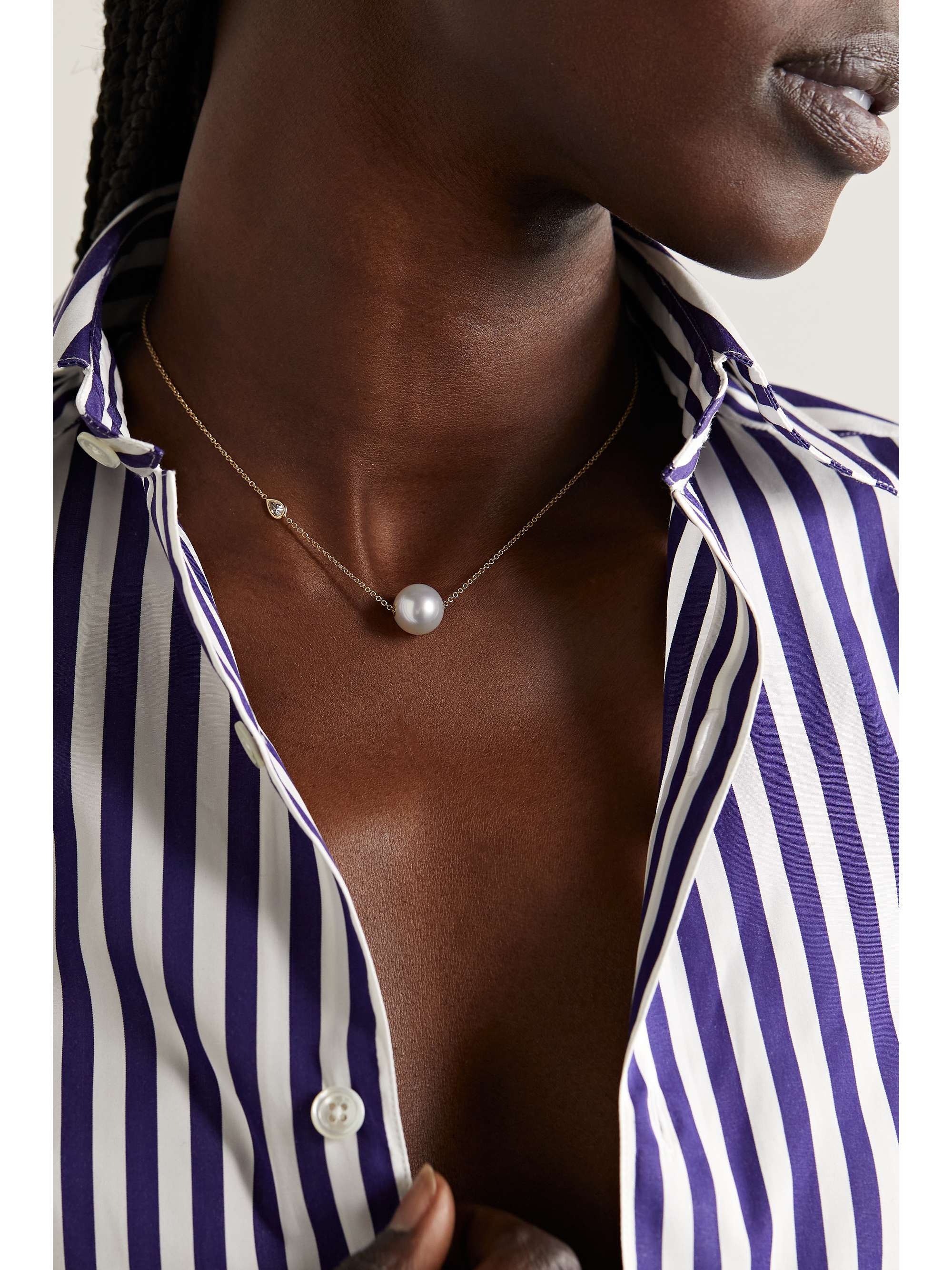 MIZUKI 14-karat gold, pearl and diamond necklace