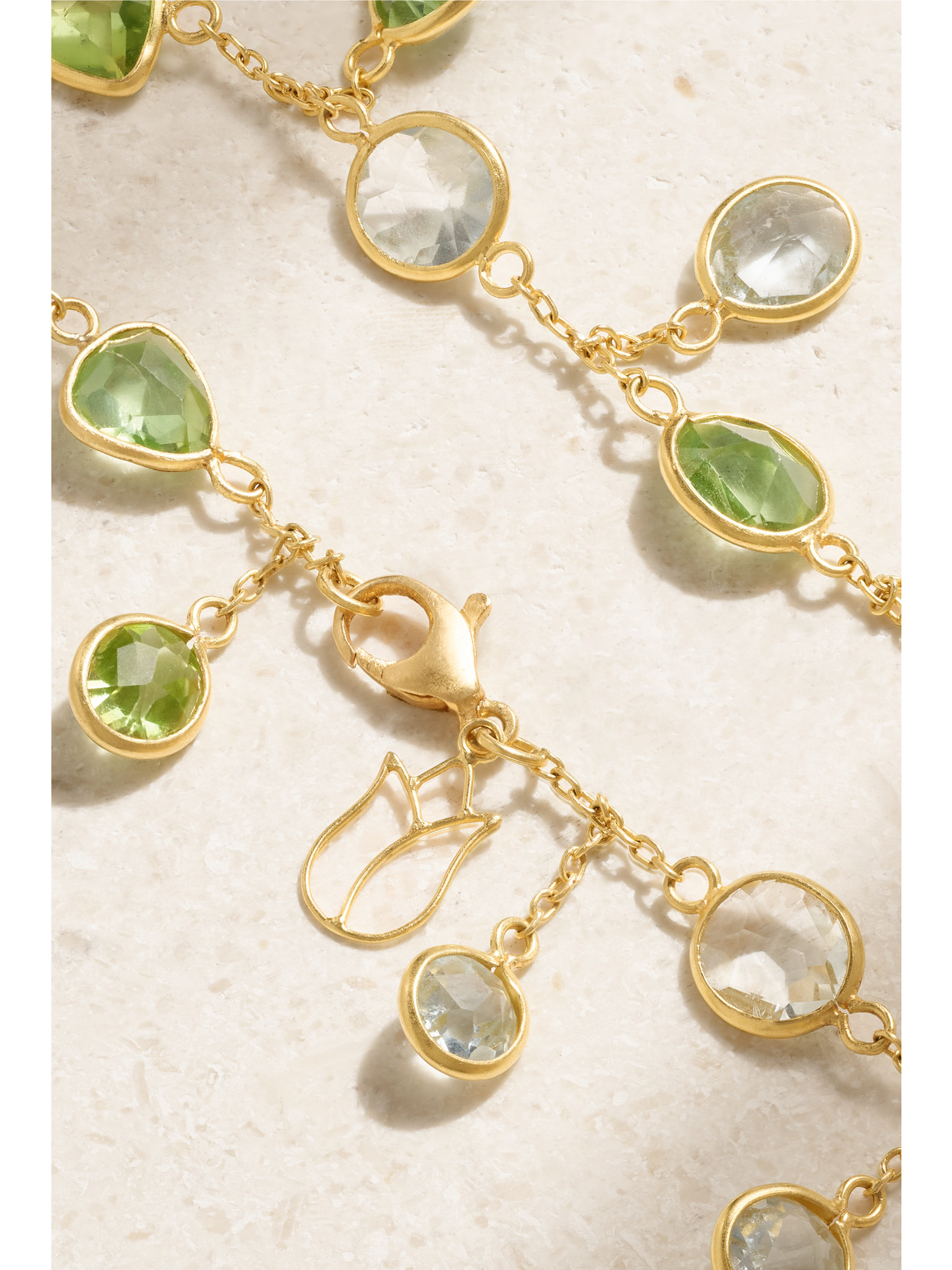 Shop Pippa Small Irrawaddy 18-karat Gold, Aquamarine And Peridot Bracelet