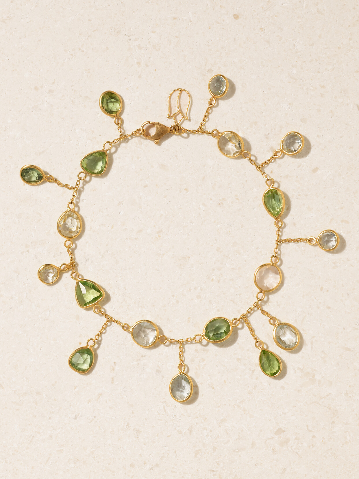 Pippa Small Irrawaddy 18-karat Gold, Aquamarine And Peridot Bracelet