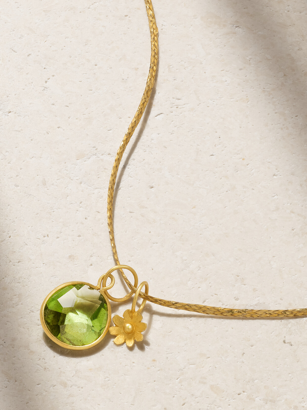 Pippa Small 18-karat Gold, Cord And Peridot Necklace