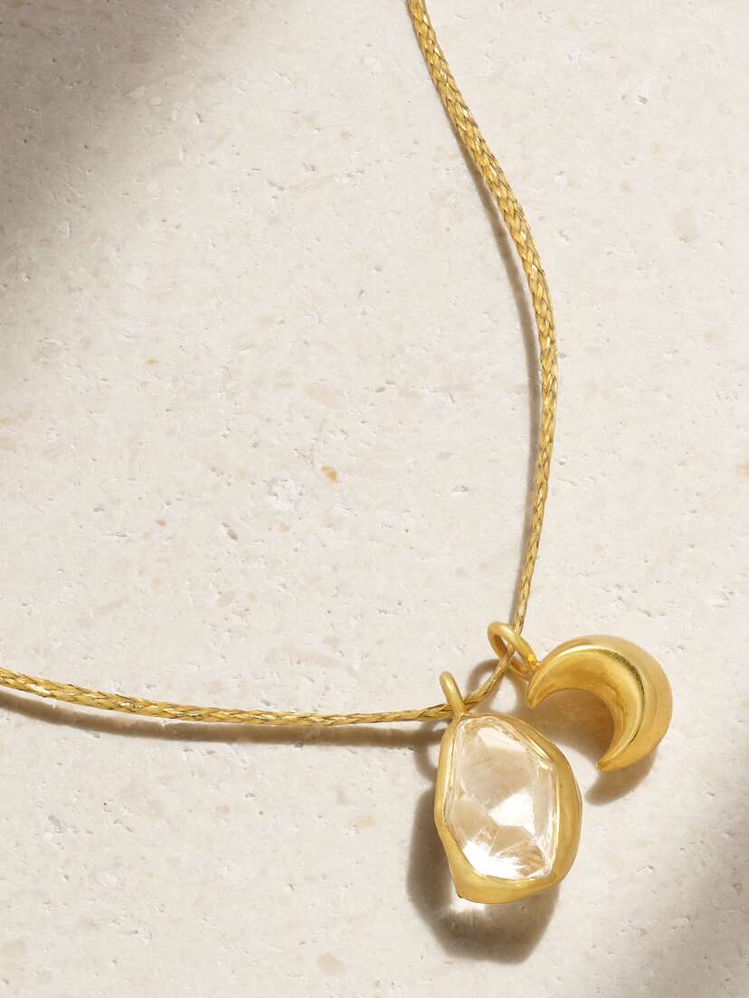 Pippa Small 18-karat Gold, Cord Herkimer Diamond Necklace