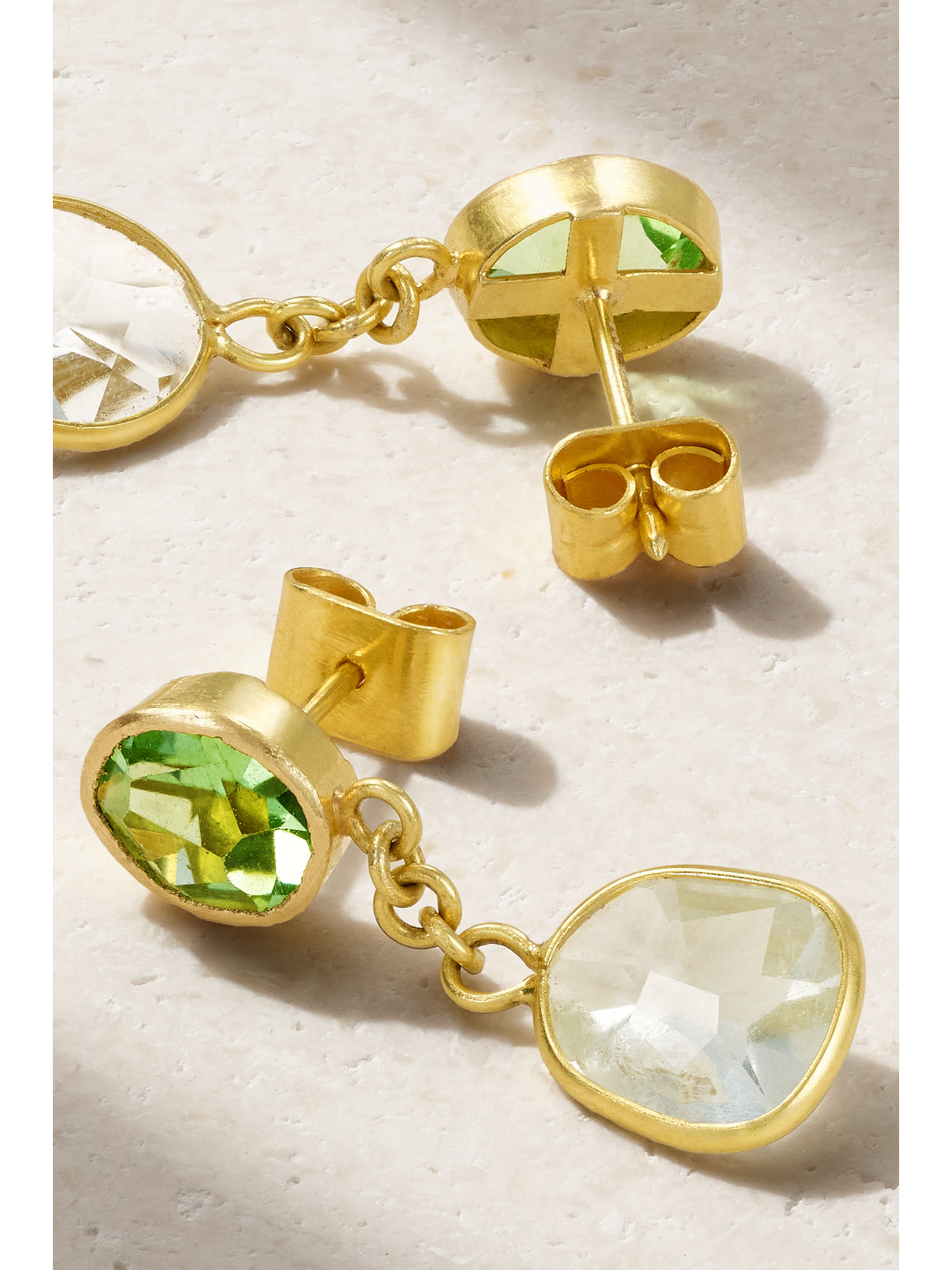 Shop Pippa Small 18-karat Gold, Aquamarine And Peridot Earrings