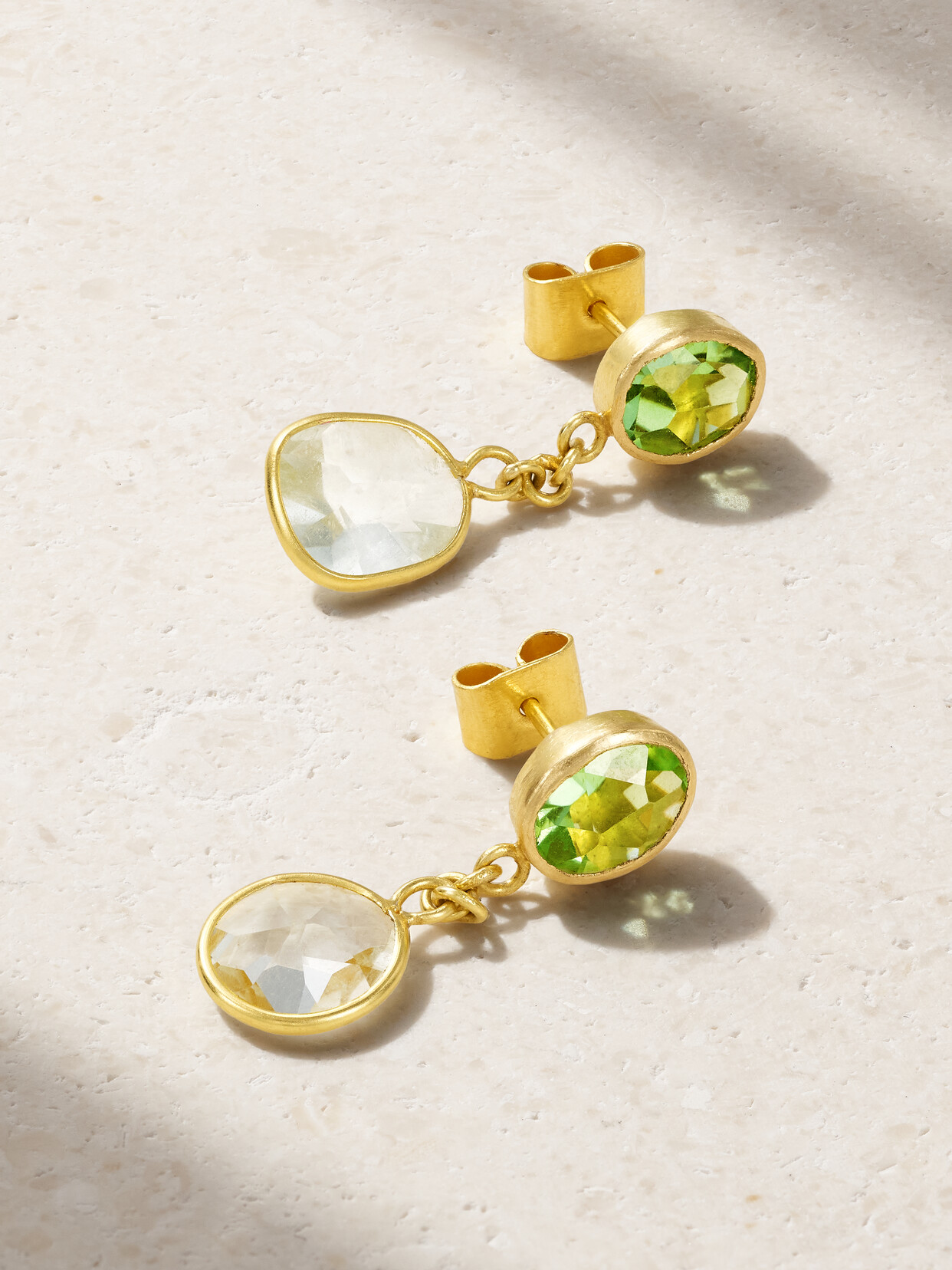 Pippa Small 18-karat Gold, Aquamarine And Peridot Earrings