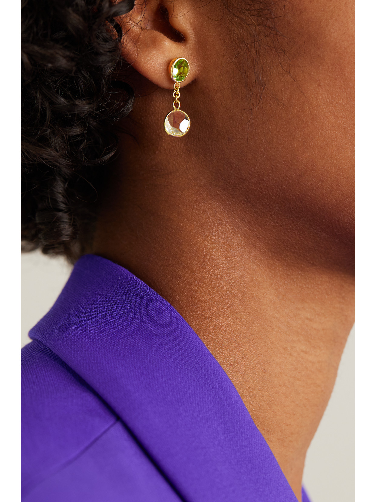 Pippa Small 18-karat Gold, Aquamarine And Peridot Earrings In Gold