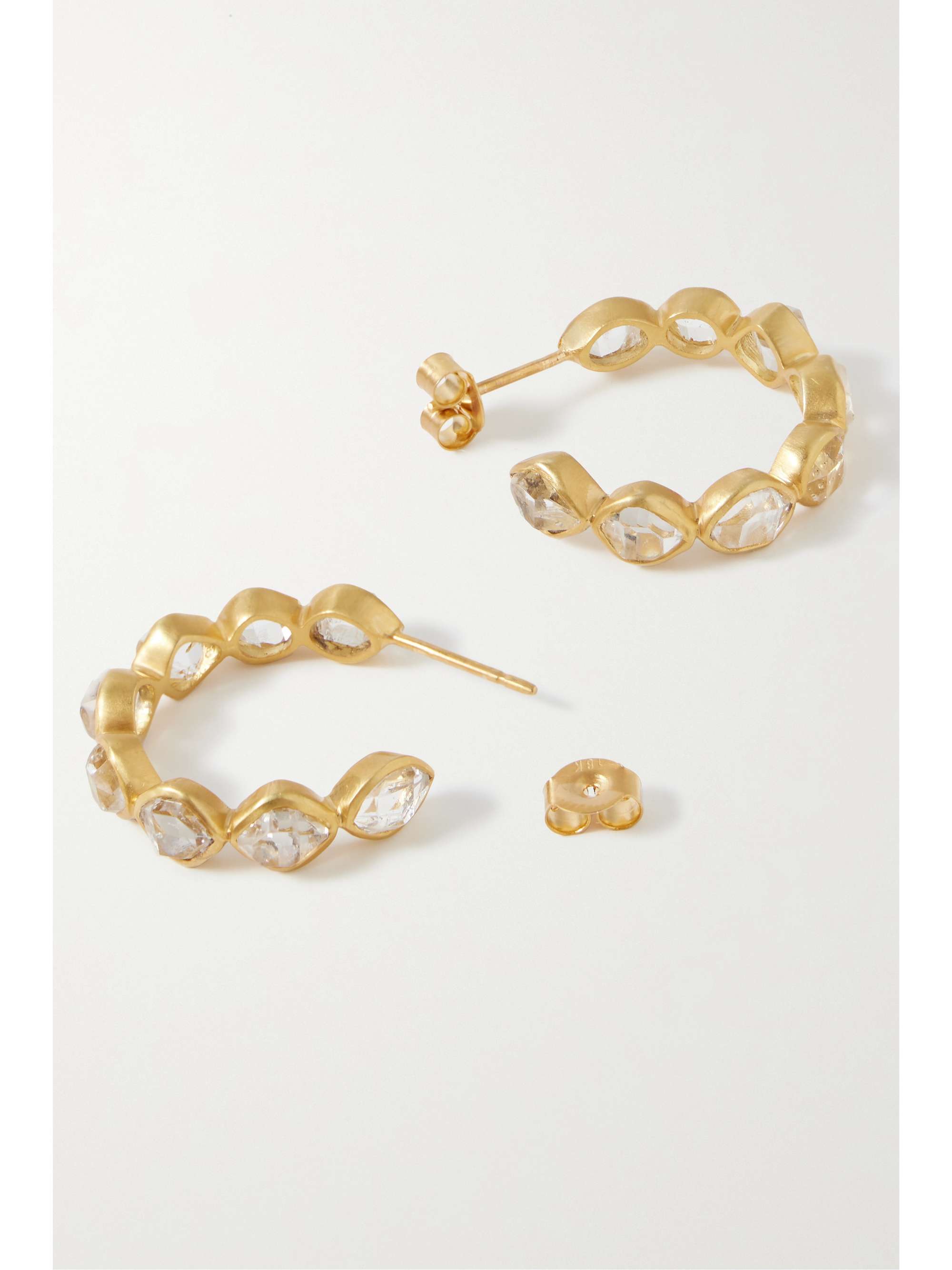 PIPPA SMALL Crystallinity 18-karat gold Herkimer diamond hoop earrings