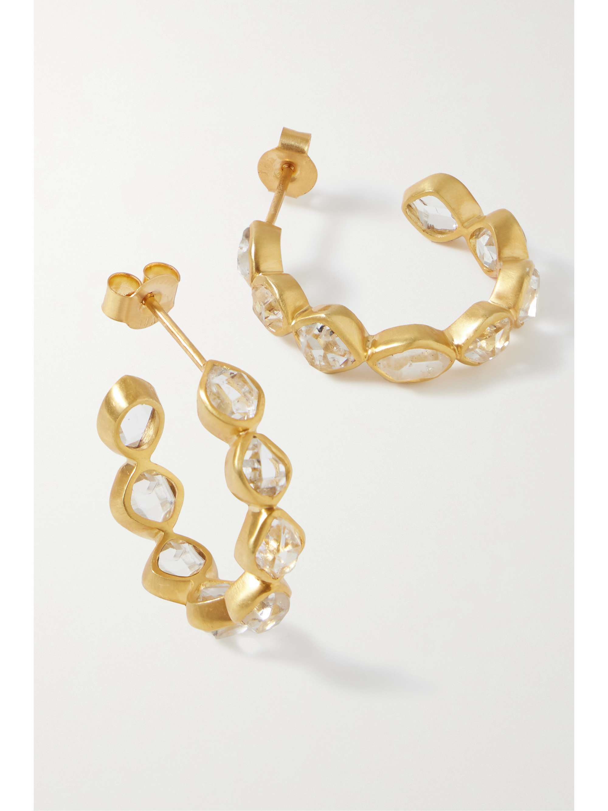 PIPPA SMALL Crystallinity 18-karat gold Herkimer diamond hoop earrings