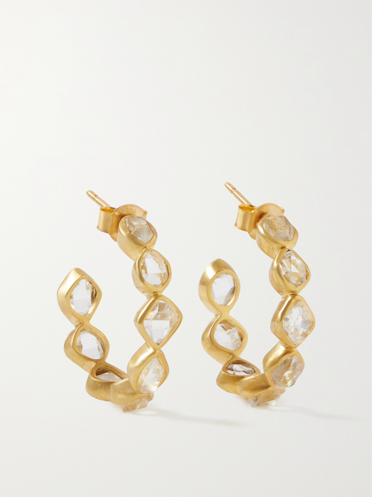 Pippa Small 18-karat Gold Herkimer Diamond Hoop Earrings