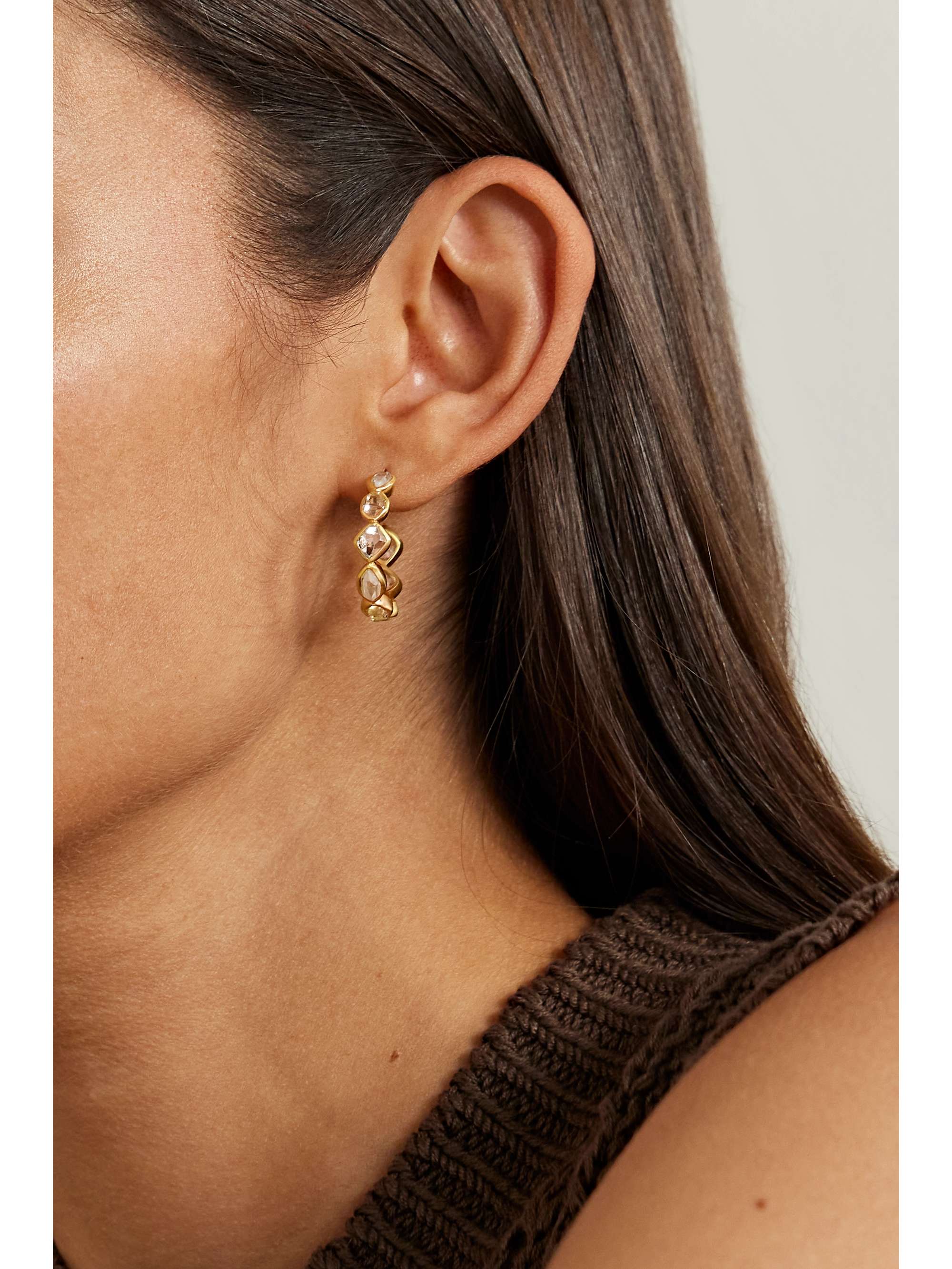 PIPPA SMALL Crystallinity 18-karat gold Herkimer diamond hoop earrings