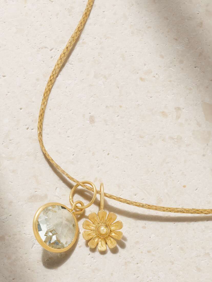 Pippa Small 18-karat Gold, Cord Aquamarine Necklace