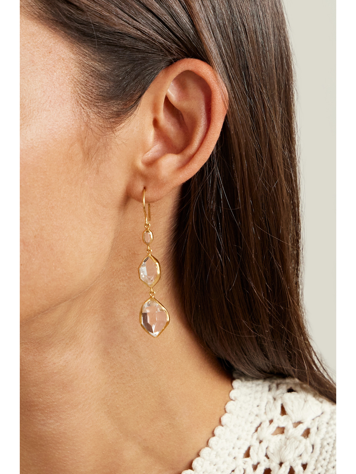 Shop Pippa Small 18-karat Gold Herkimer Diamond Earrings