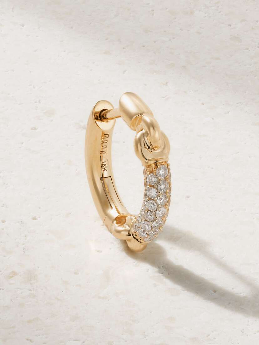MAOR Equinox 14mm 18-karat Gold Diamond Single Hoop Earring