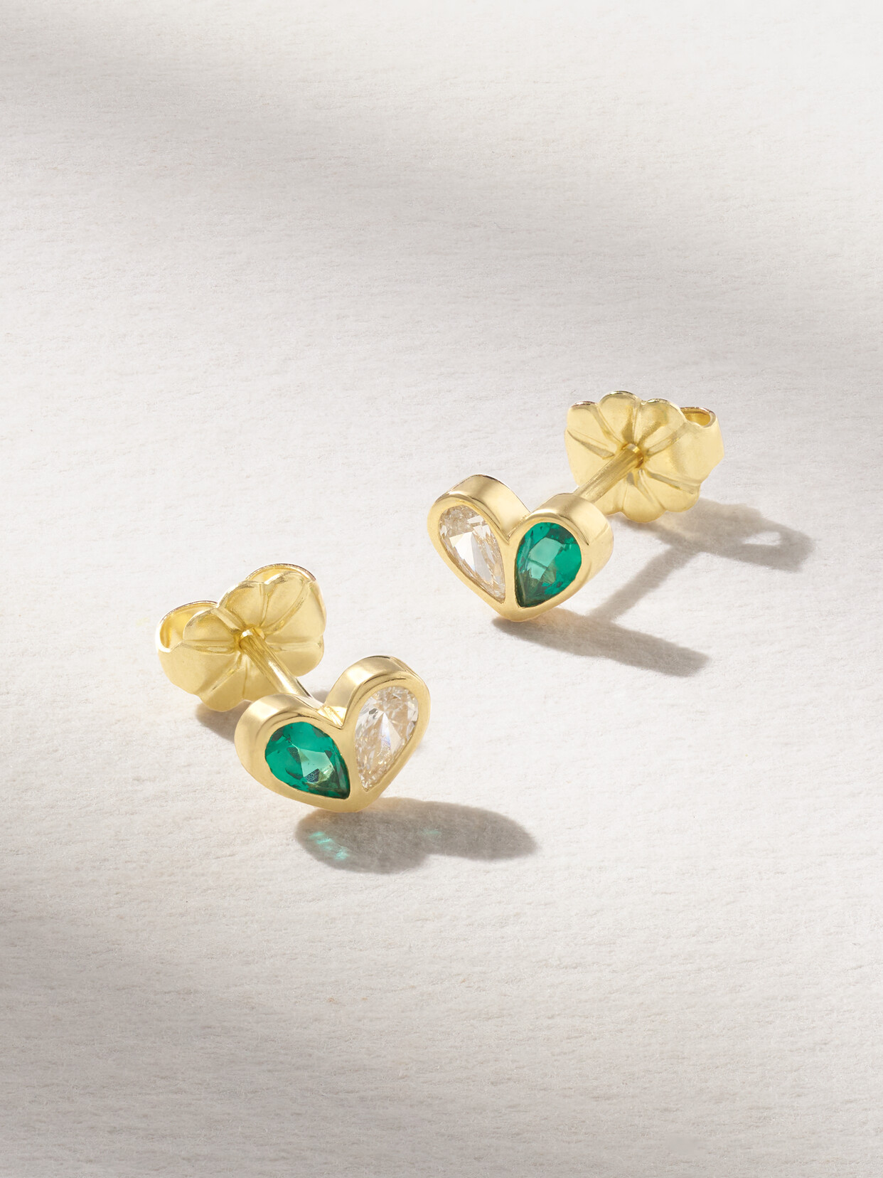 Gemella Sweetheart 18-karat Gold, Emerald And Diamond Earrings