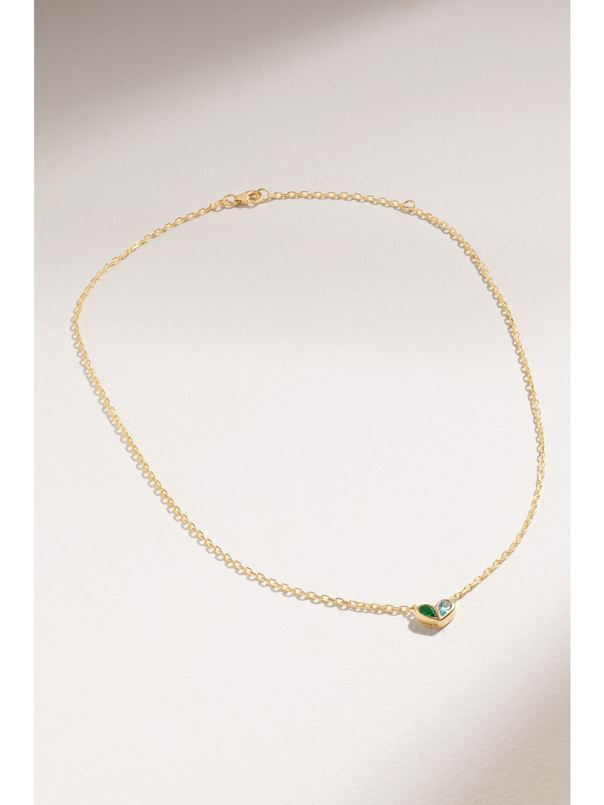 Shop Gemella Sweetheart 18-karat Gold, Emerald And Topaz Necklace