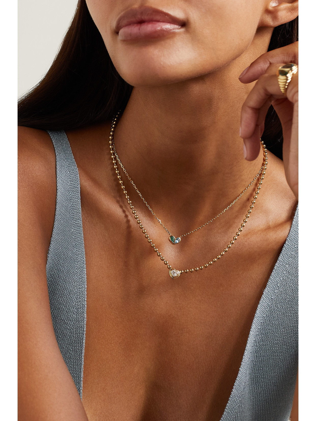 Gemella Sweetheart 18-karat Gold, Emerald And Topaz Necklace In Gold