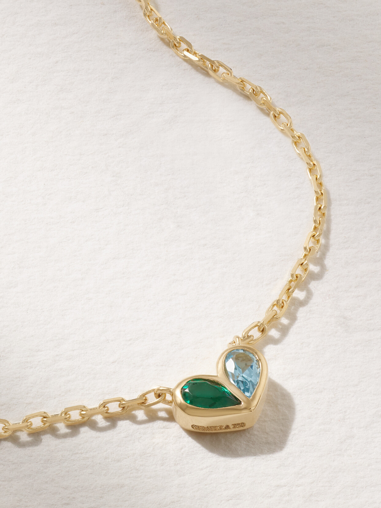 Gemella - Sweetheart 18-karat Gold, Emerald And Topaz Necklace - One size