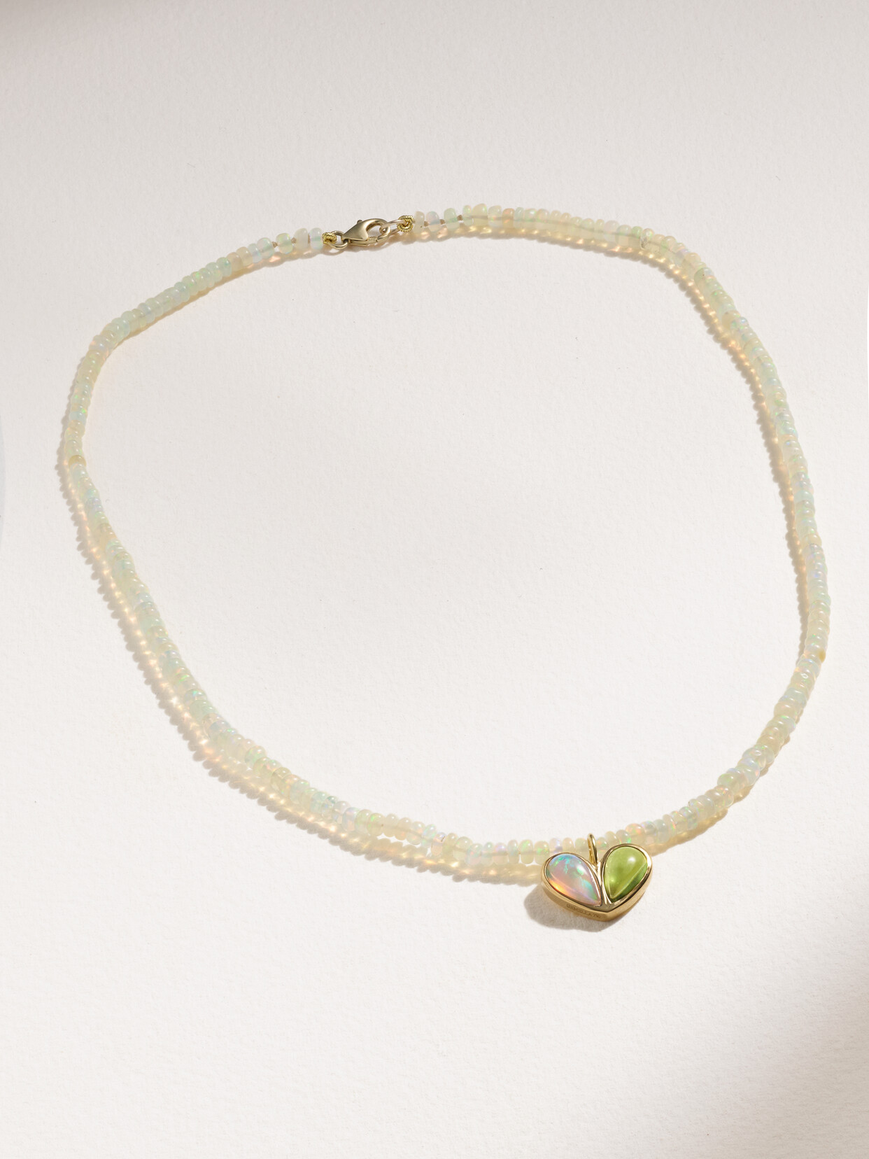 Gemella Sweetheart 18-karat Gold, Opal And Peridot Necklace