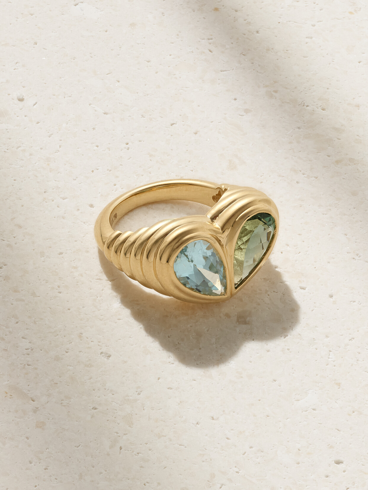 Gemella Jumbo Sweetheart 18-karat Gold, Aquamarine And Tourmaline Ring