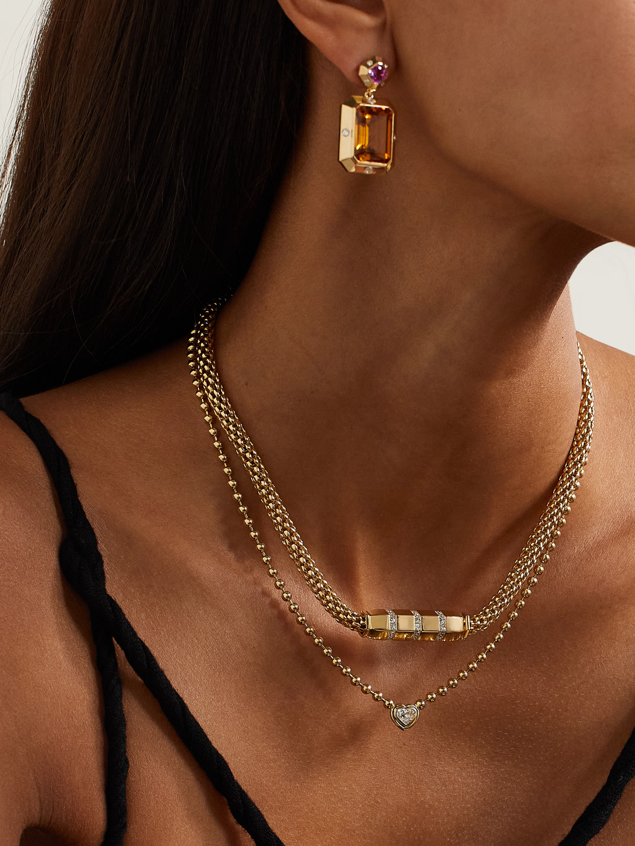 Gemella Double Bubble Bezel 18-karat Gold Diamond Necklace In Gold