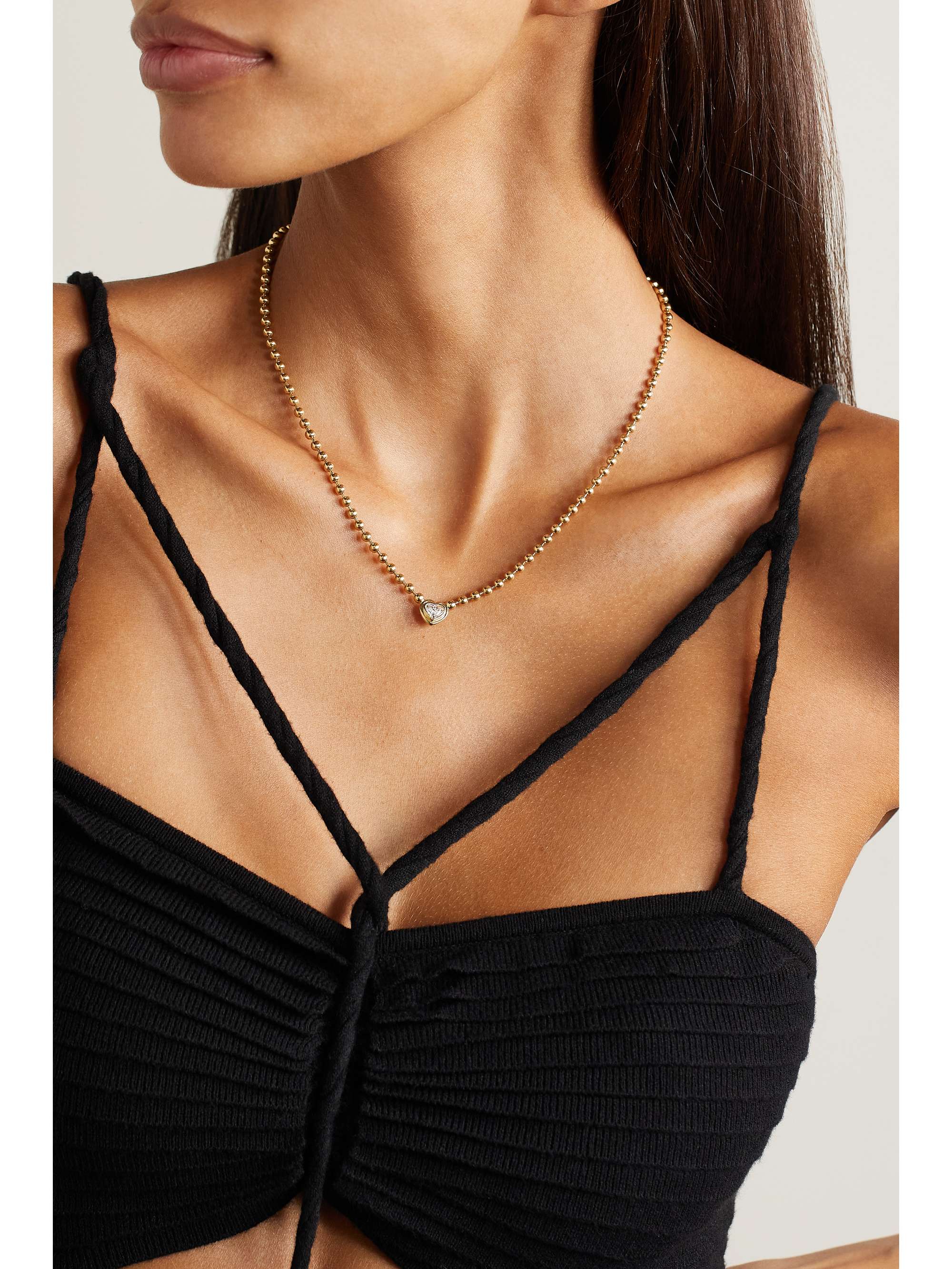 GEMELLA Double Bubble Bezel 18-karat gold diamond necklace