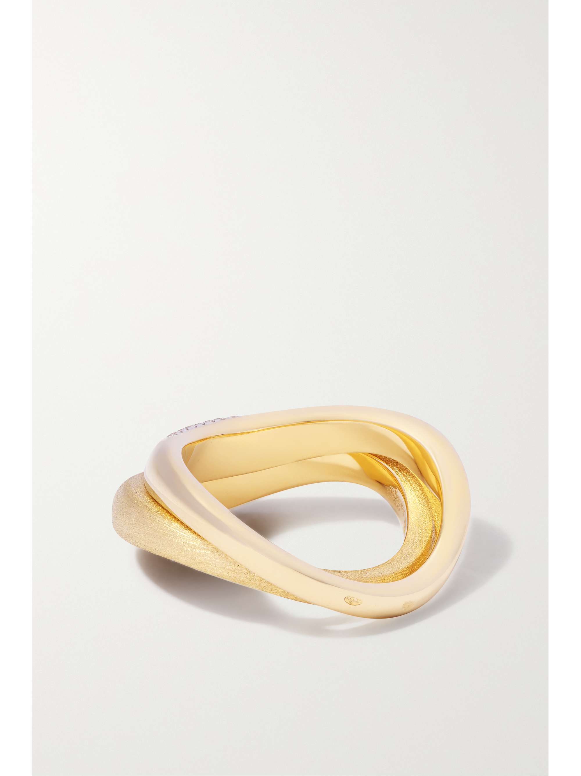 RAINBOW K Wave set of two 14-karat gold diamond rings