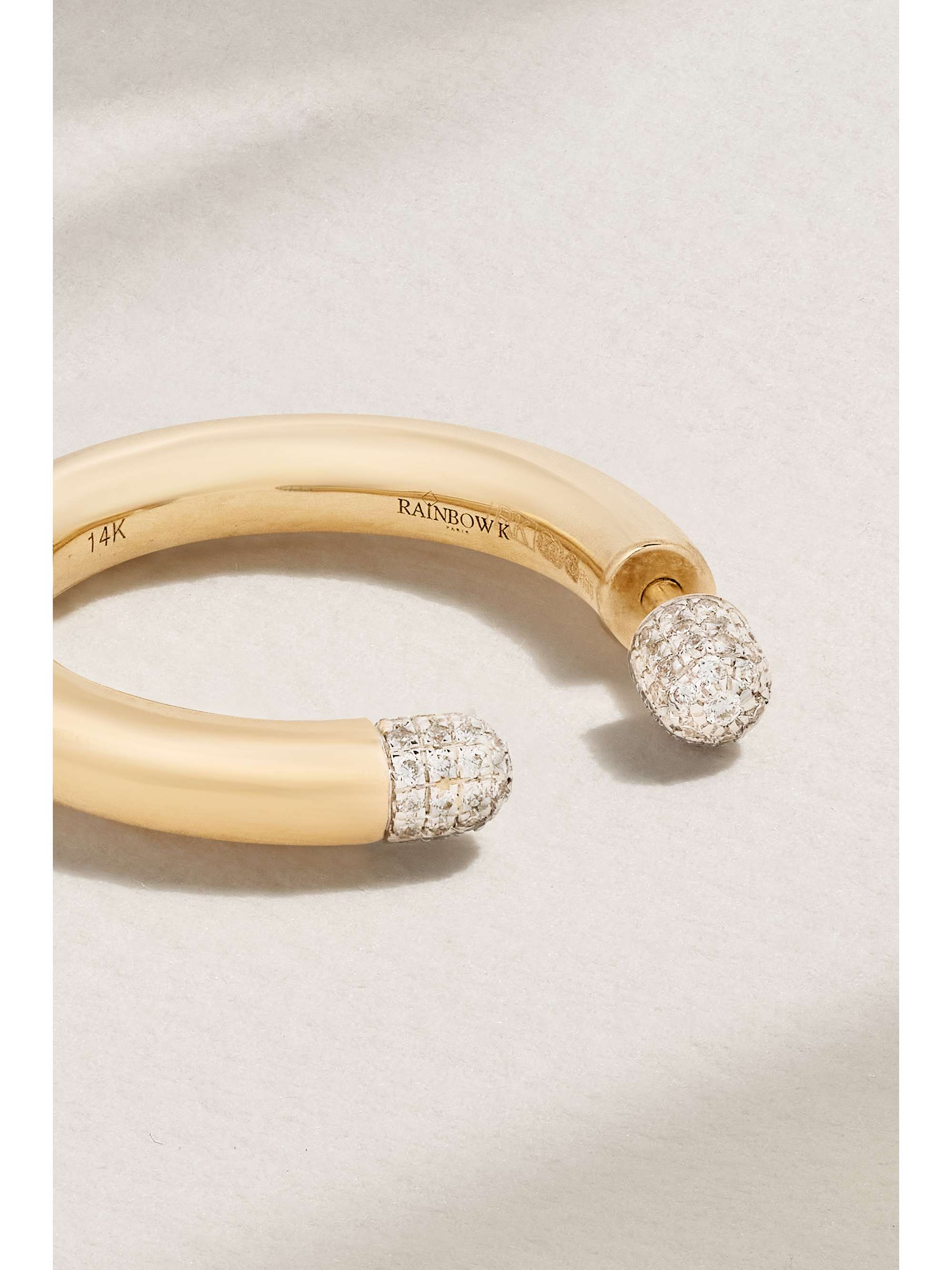 RAINBOW K Tube Large 14-karat gold diamond single hoop earring