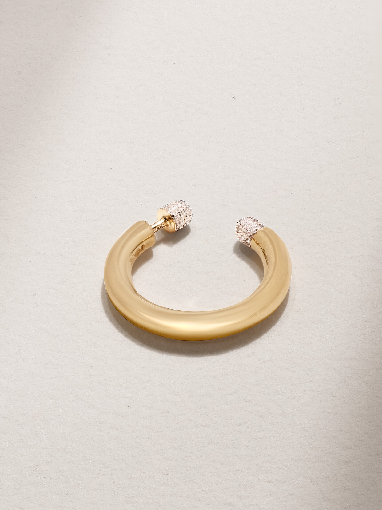 Rainbow K - Tube Large 14-karat Gold Diamond Single Hoop Earring - One size