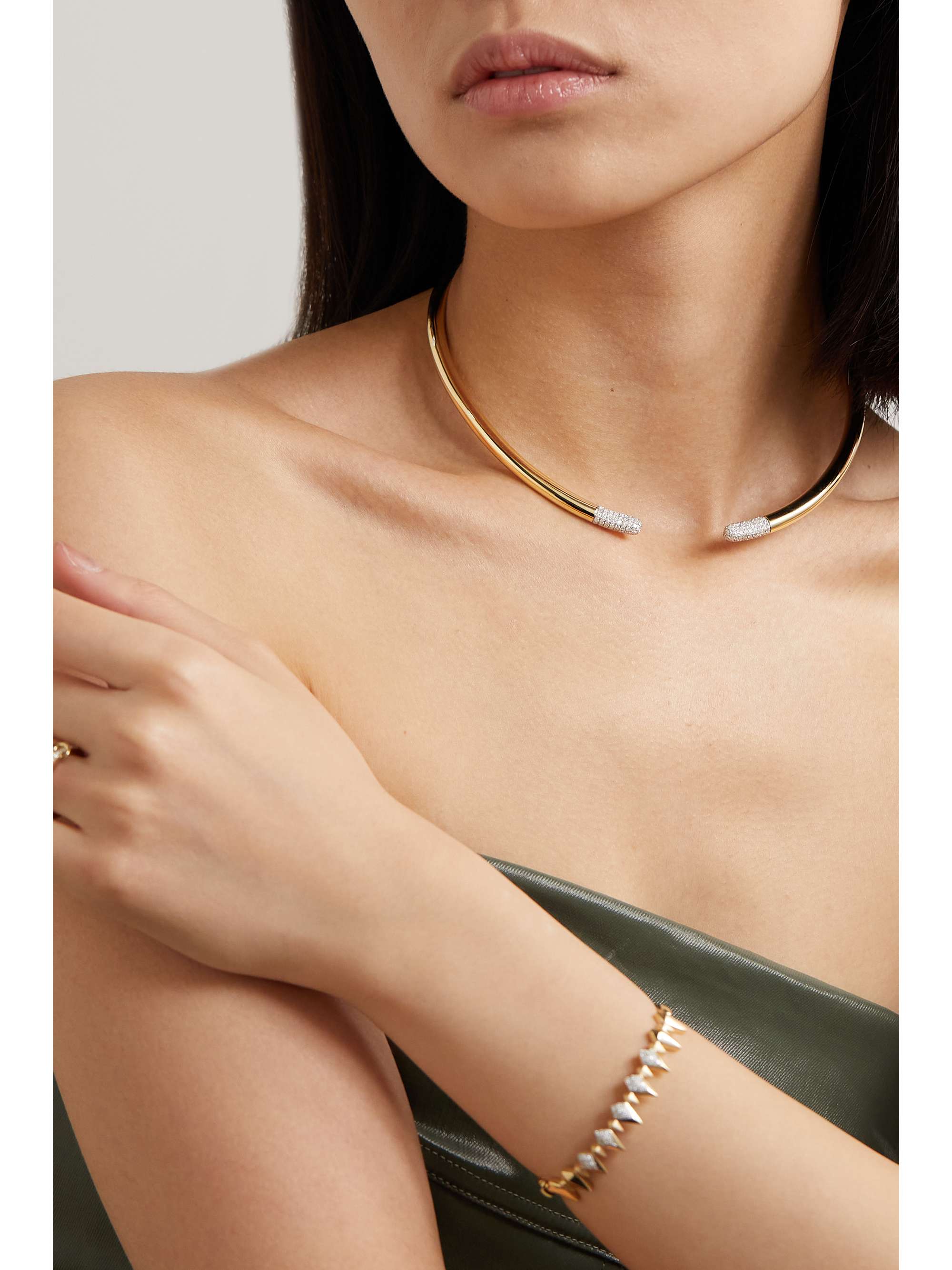 RAINBOW K Tube 14-karat gold diamond necklace