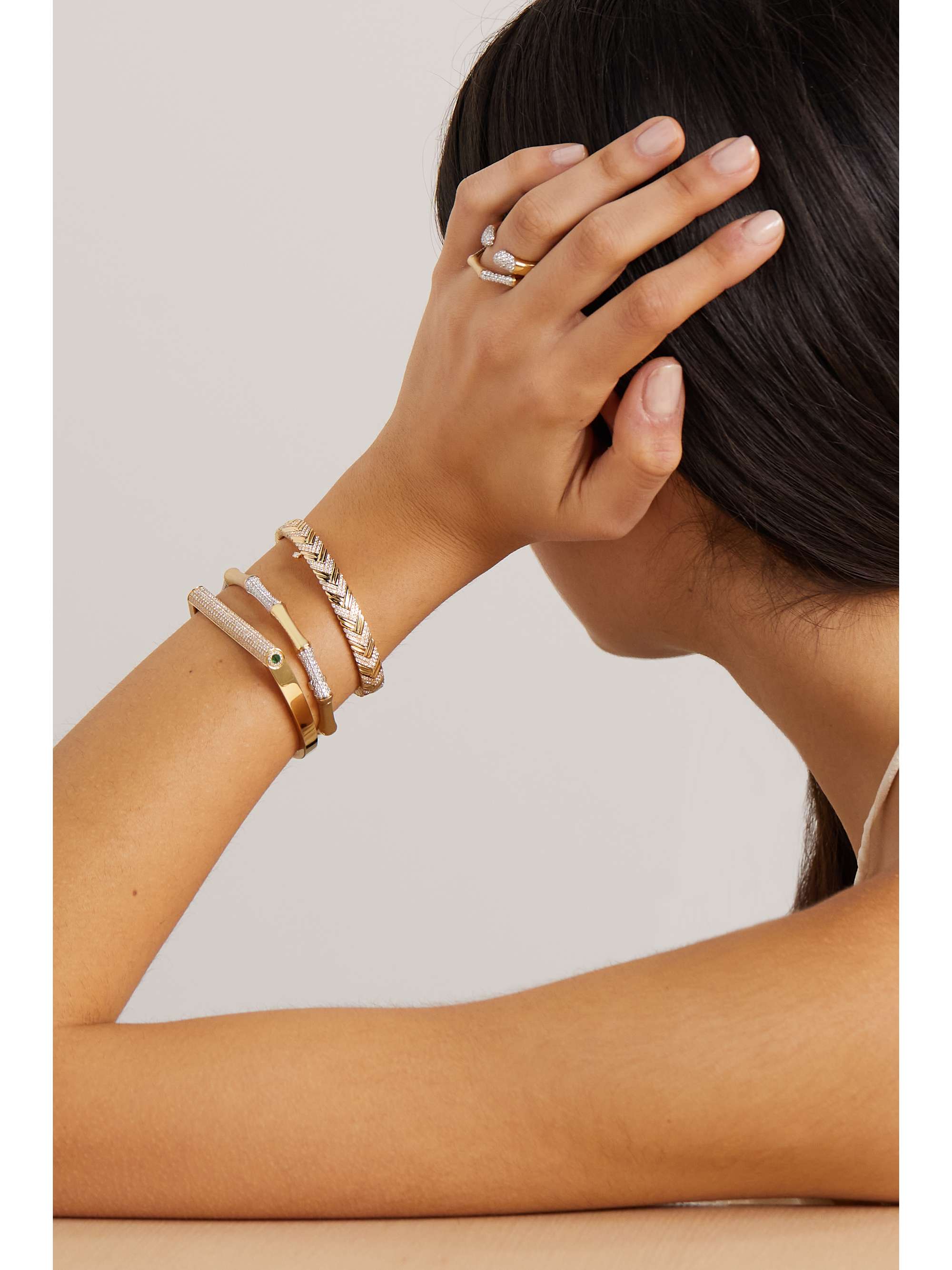 RAINBOW K Nano Victoire 14-karat gold diamond cuff
