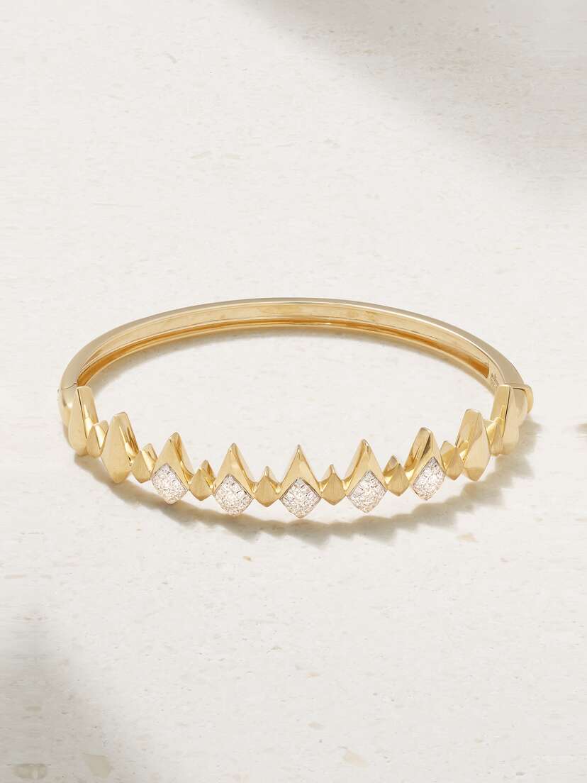 Rainbow K Shark 14-karat Gold Diamond Bangle