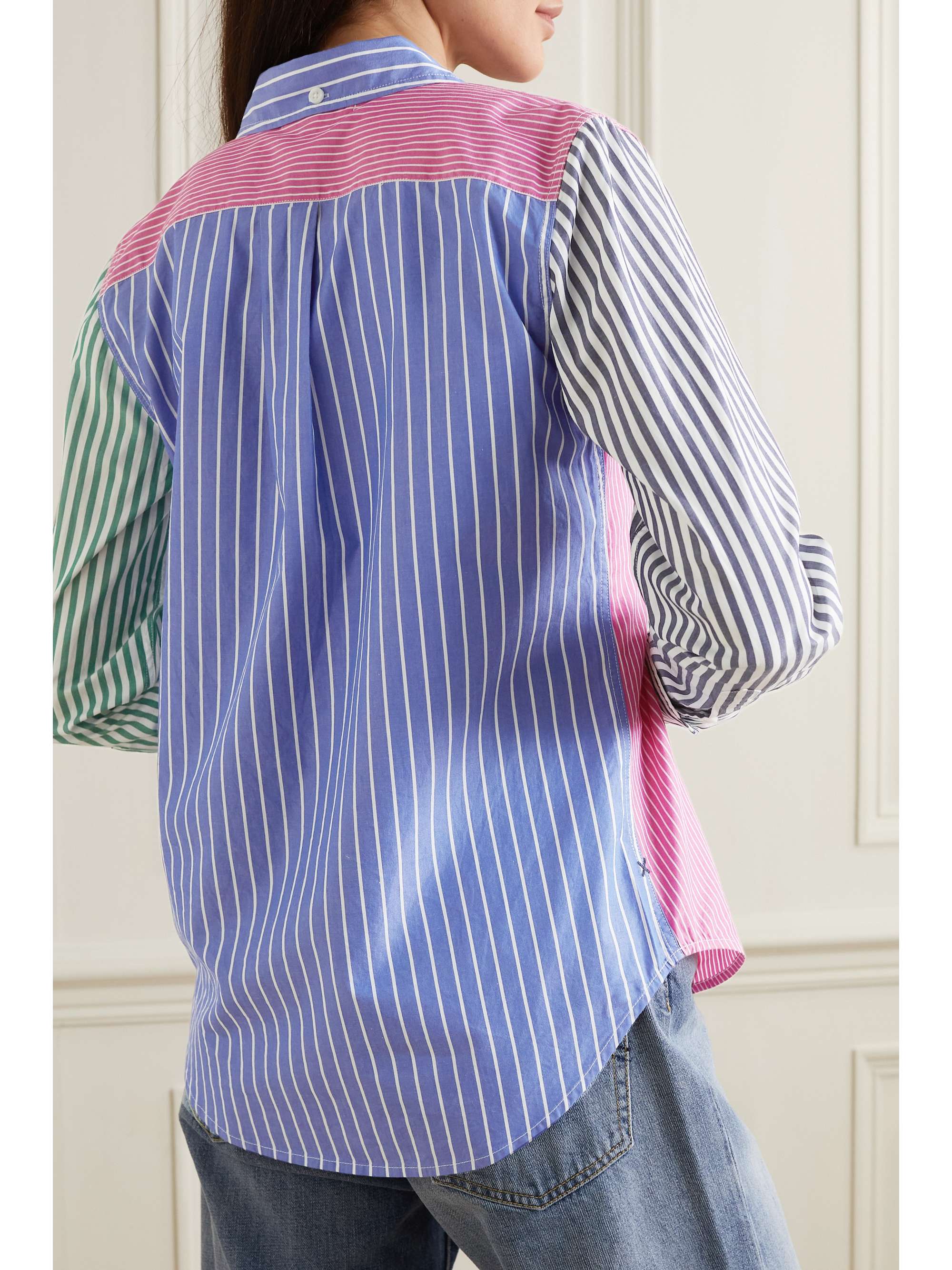ALEX MILL Wyatt paneled striped cotton-poplin shirt