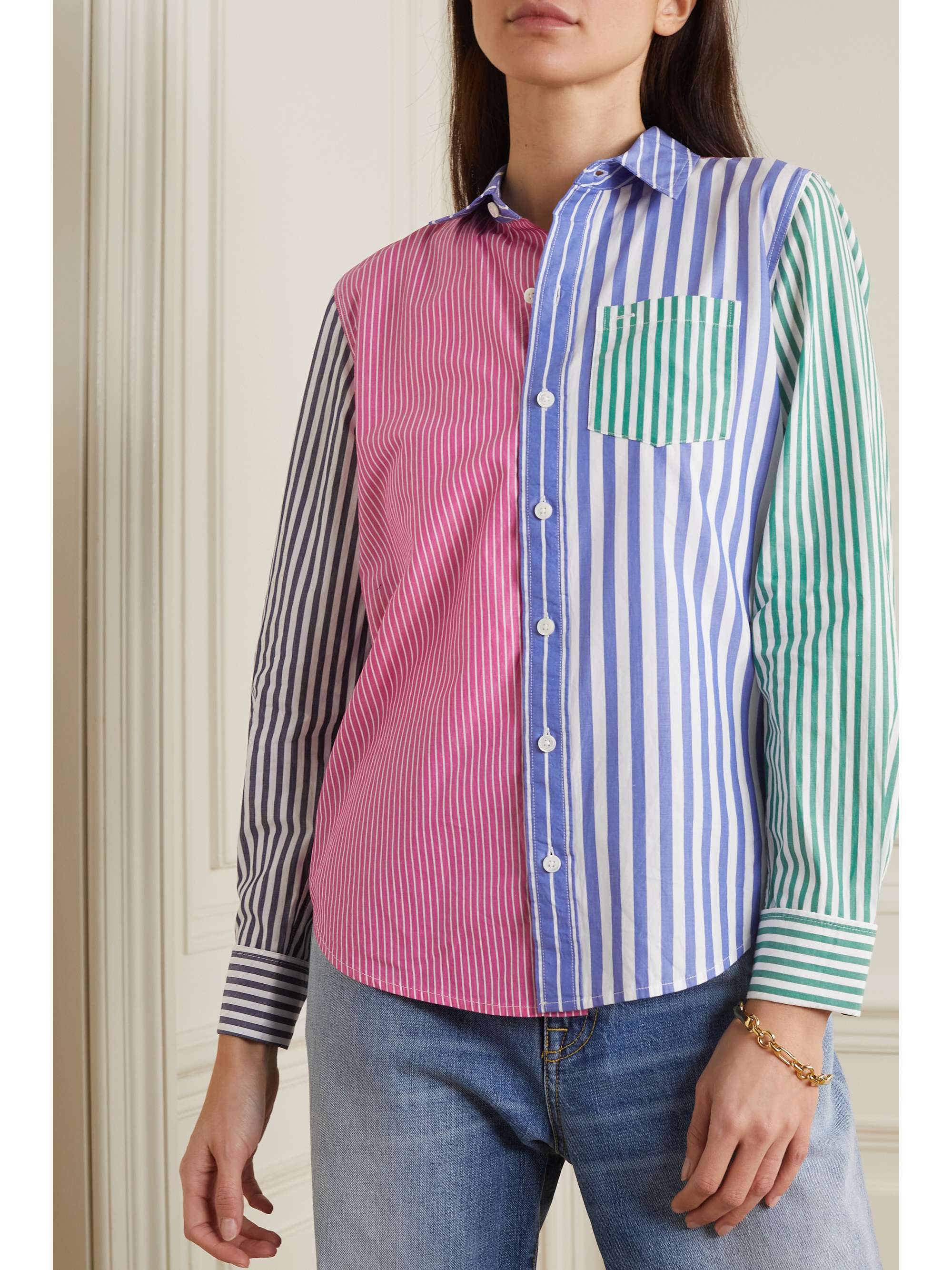 ALEX MILL Wyatt paneled striped cotton-poplin shirt