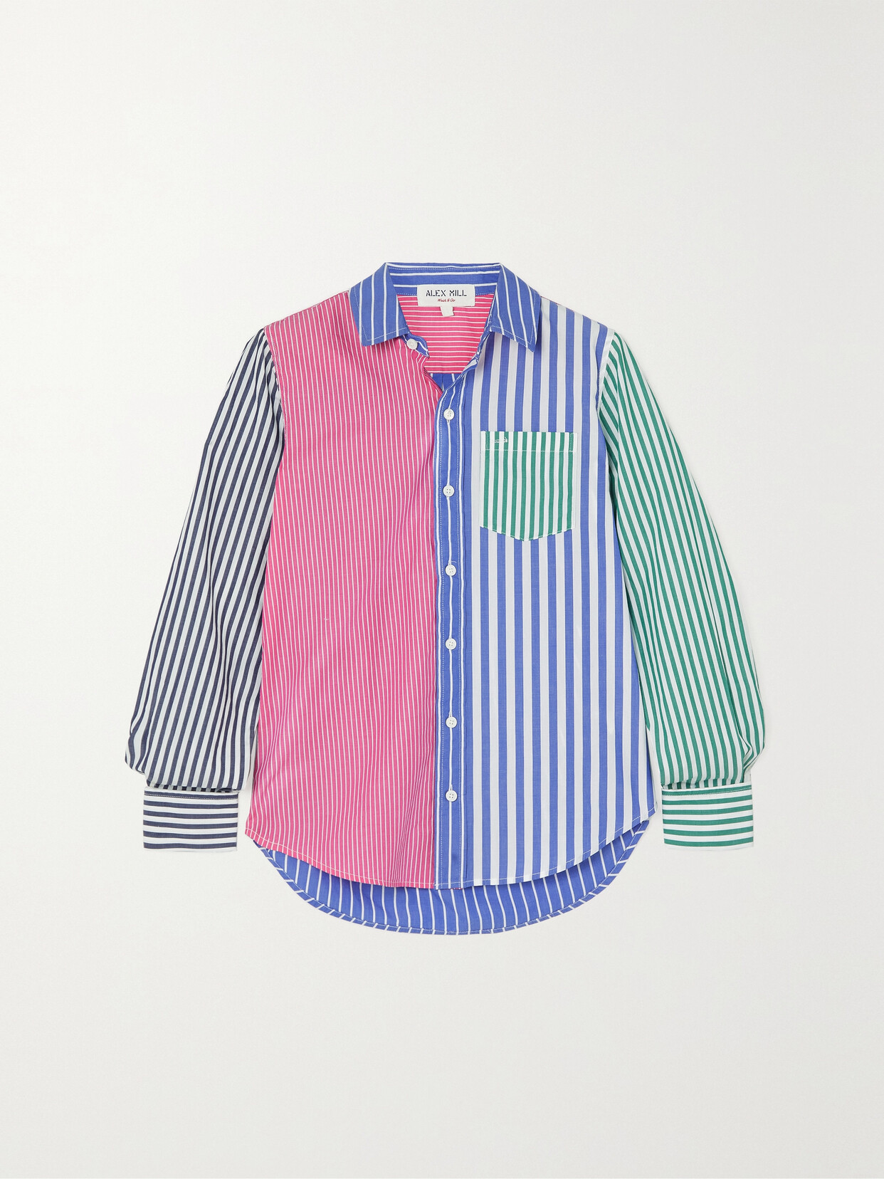 Alex Mill - Wyatt Paneled Striped Cotton-poplin Shirt - Blue